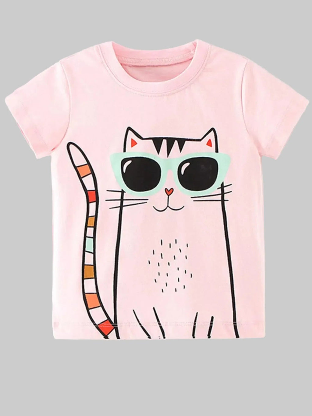 Girls and Toddler Girls Cat Graphic Short Sleeve T-Shirt NicholesGifts