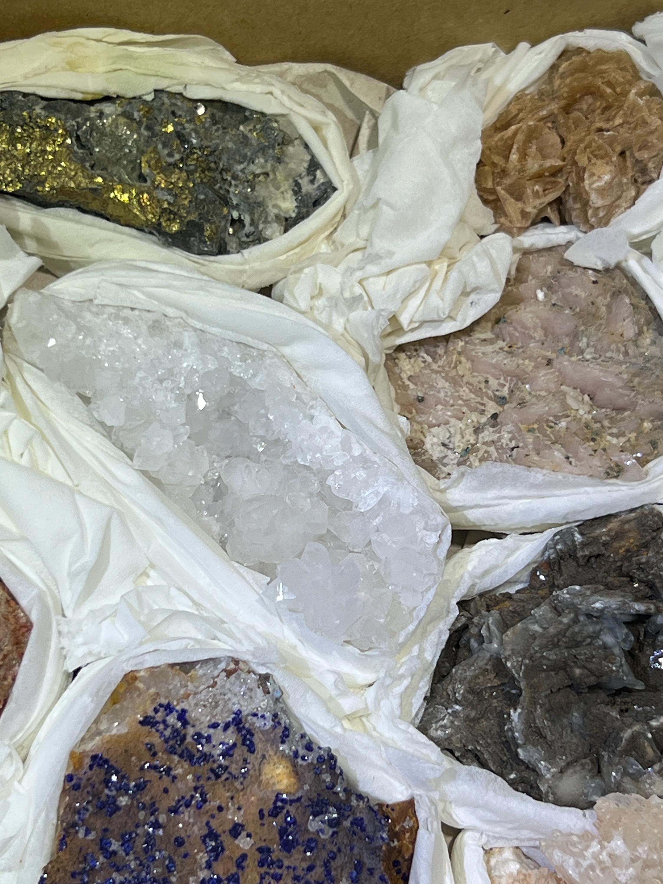 Morocco Mixed Minerals Crystal Druzy Collection Large Boxed Flat Wholesale Amazing Crystals