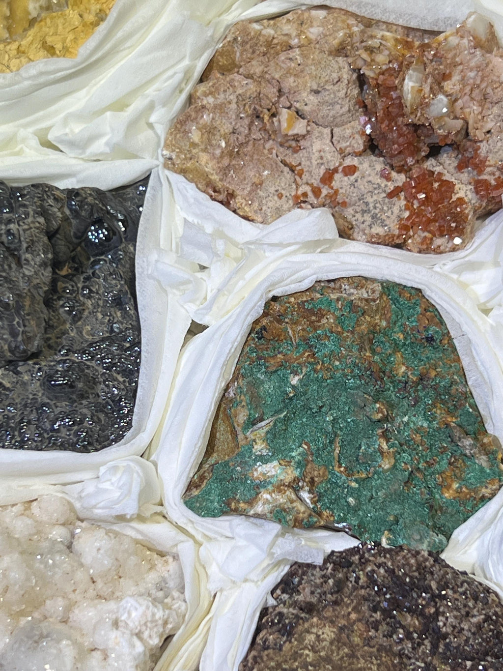 Morocco Mixed Minerals Crystal Druzy Collection Large Boxed Flat Wholesale Amazing Crystals