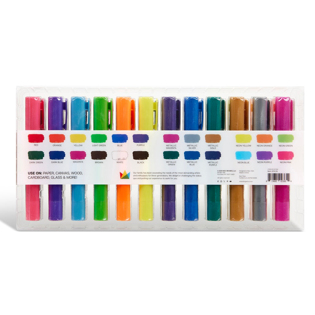 Tempera Paint Thin Sticks, 24 Colors KINGART