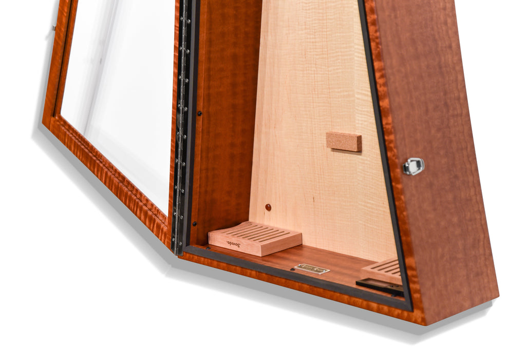 ClimaCase Triangle Humidor - Sapelle with Natural Flamed Maple Back Acoustic Remedy Cases