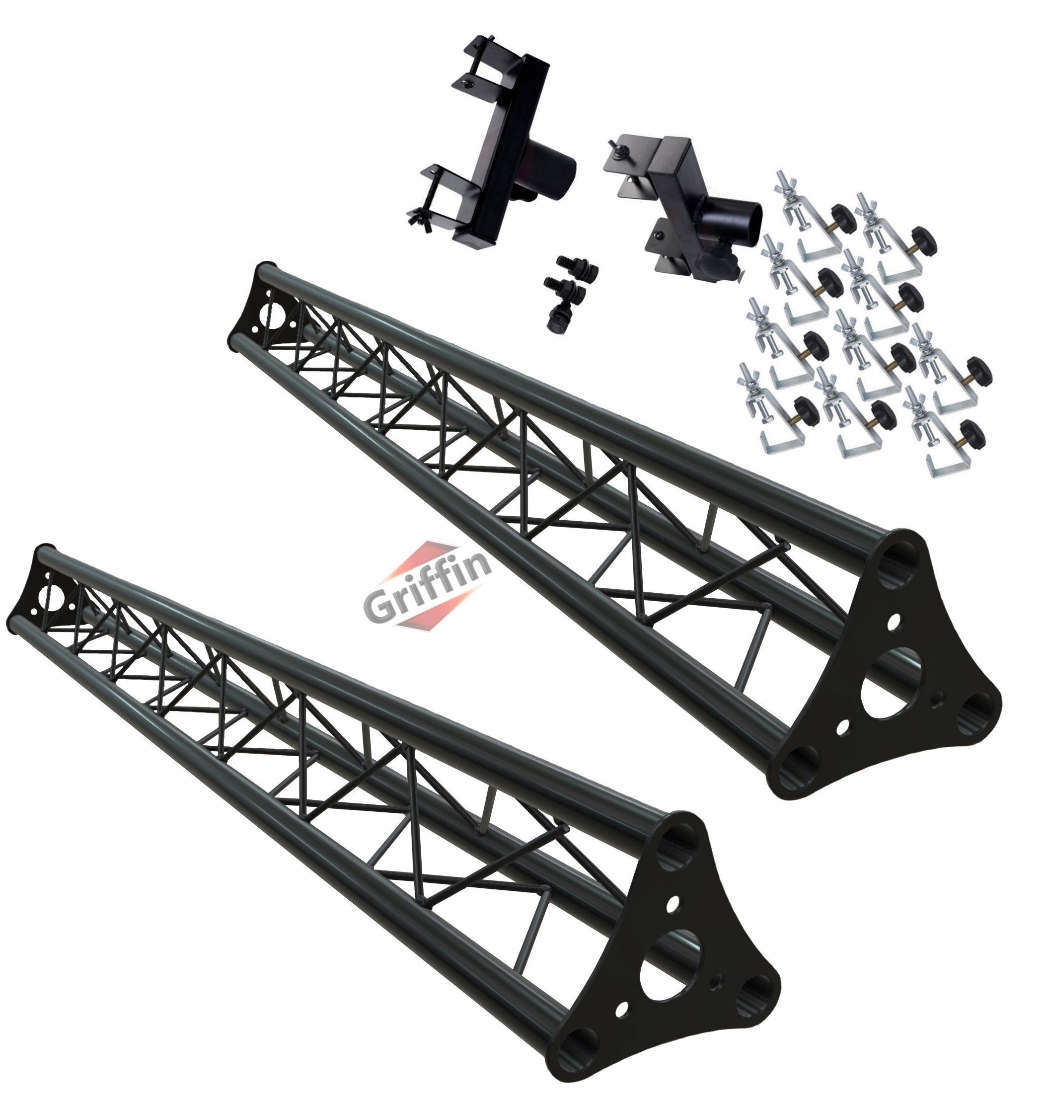 DJ Triangle Truss Extension Lighting System by GRIFFIN - Mounts on your Speaker Stands - Trussing Stage Kit for Smoke Machines & Dance Laser Lights GeekStands.com