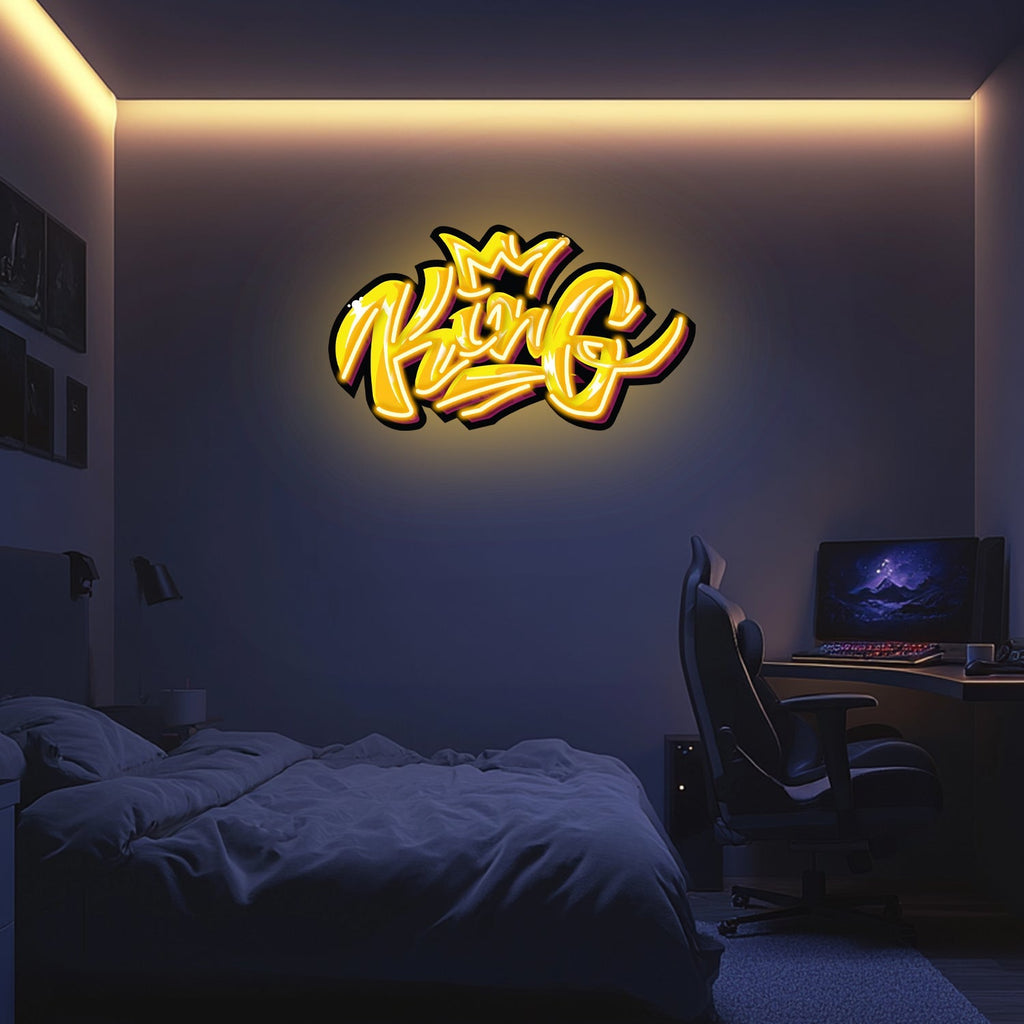 UV Printed King Neon Wall Art- LV0021 Liviqon.co