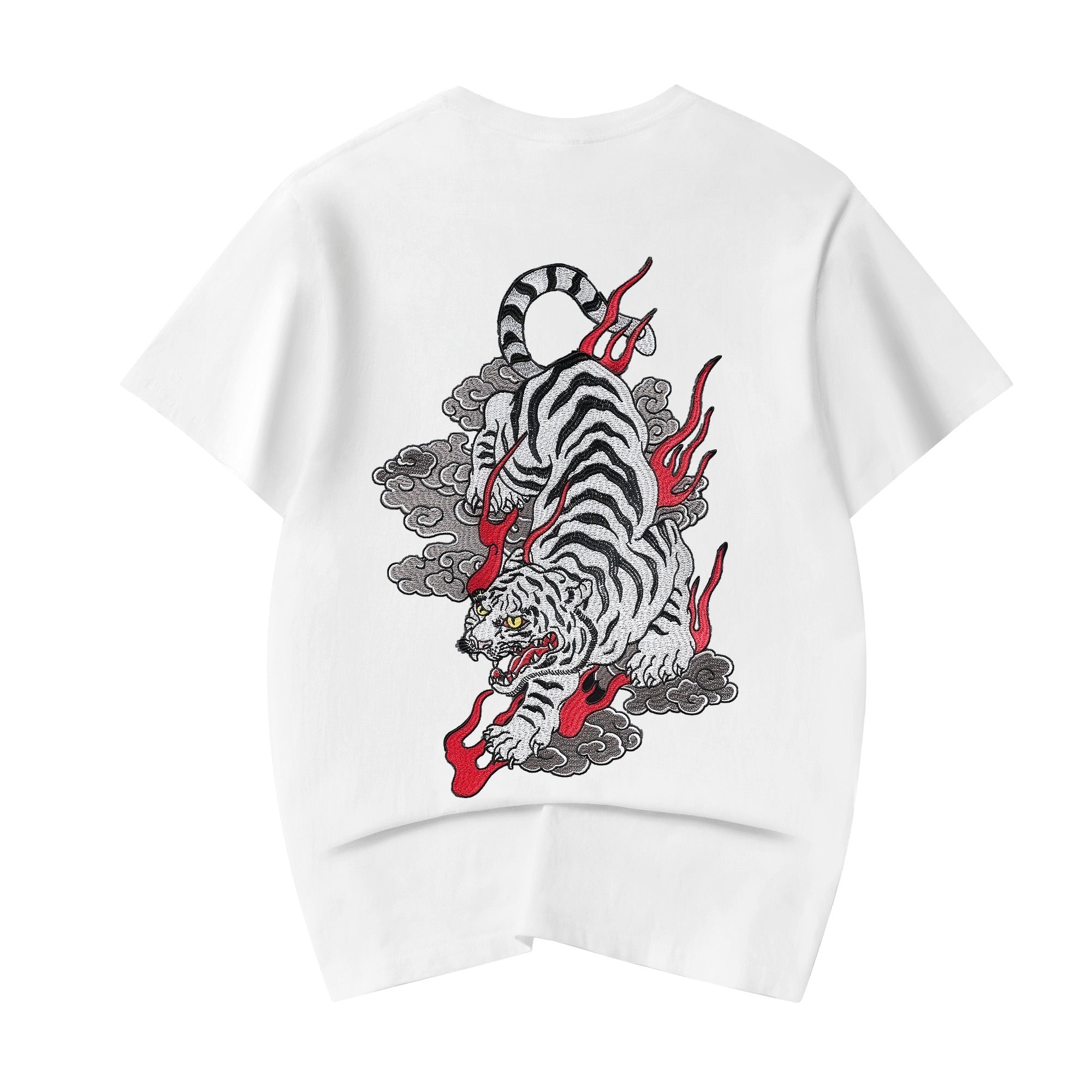 ET523 White Cloud Tiger Embroidered Tee Niepce