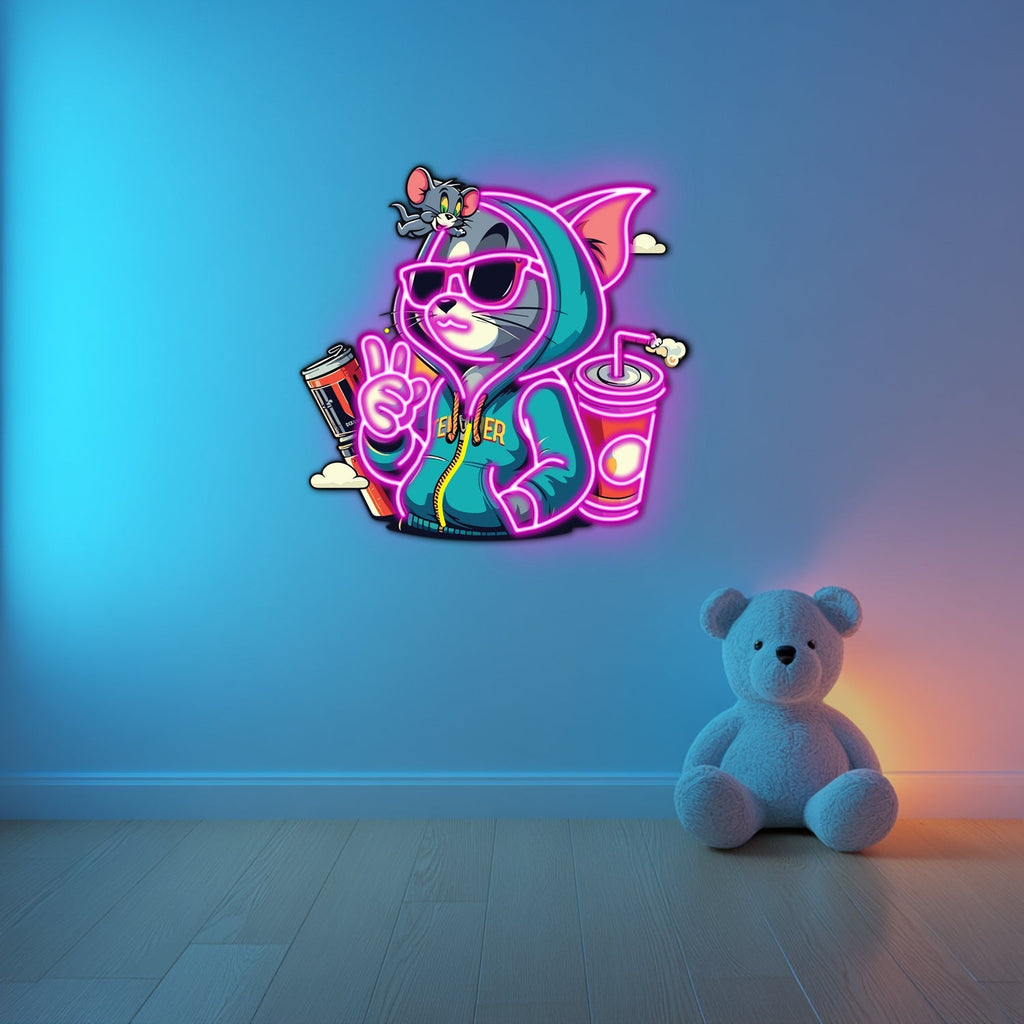 UV Printed Tom and Jerry Neon Wall Art- LV0052 Liviqon.co