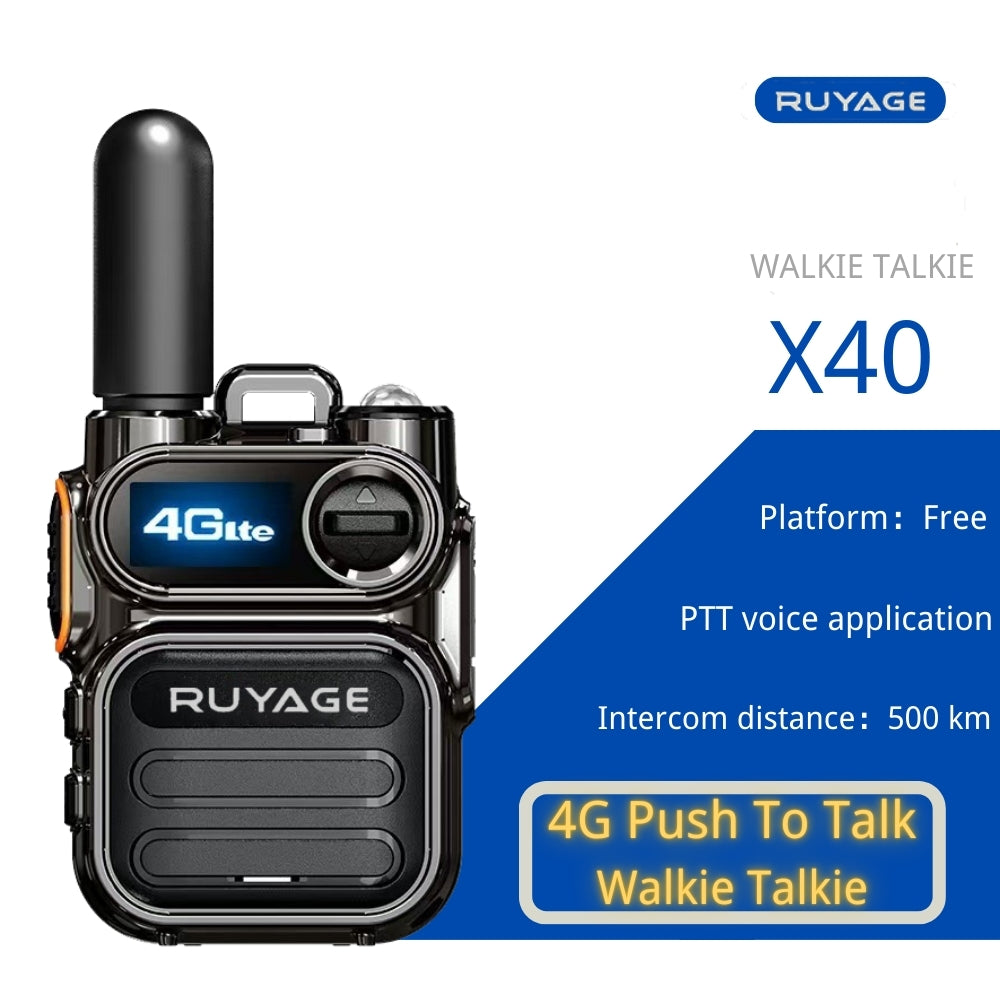 Ruyage X40 Nationwide Lte Two Way Radios Lifetime Free Unlimited Range Rechargeable Global 4G Poc,Portable Walkie Talkies Long Range for Adults Family Road Trip Truck Fleet 2 Pack Ruyage Radio