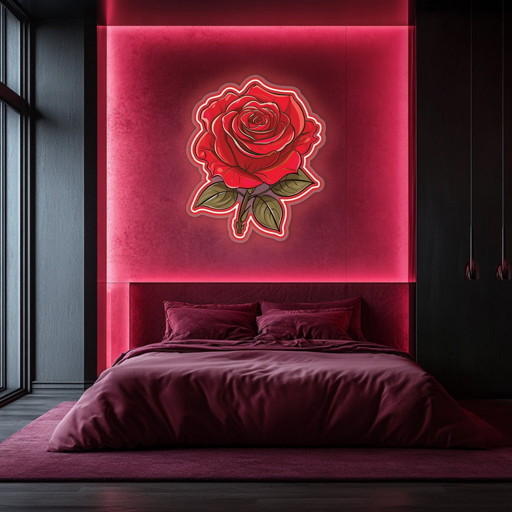 UV Printed Rose Neon Wall Art- LV0073 Liviqon.co