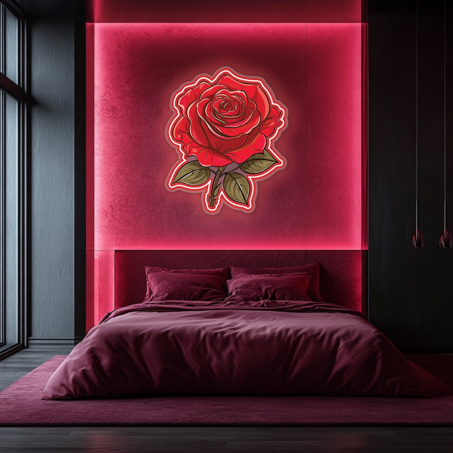 UV Printed Rose Neon Wall Art- LV0073 Liviqon.co