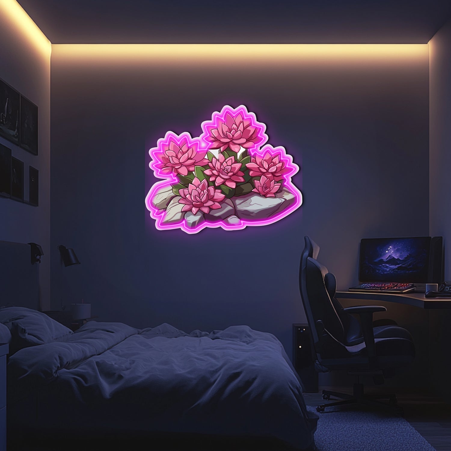 UV Printed Flowers Neon Wall Art- LV0007 Liviqon.co