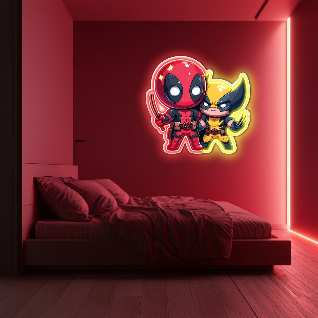 UV Printed Deadpool Wolverine Neon Wall Art- LV0066 Liviqon.co