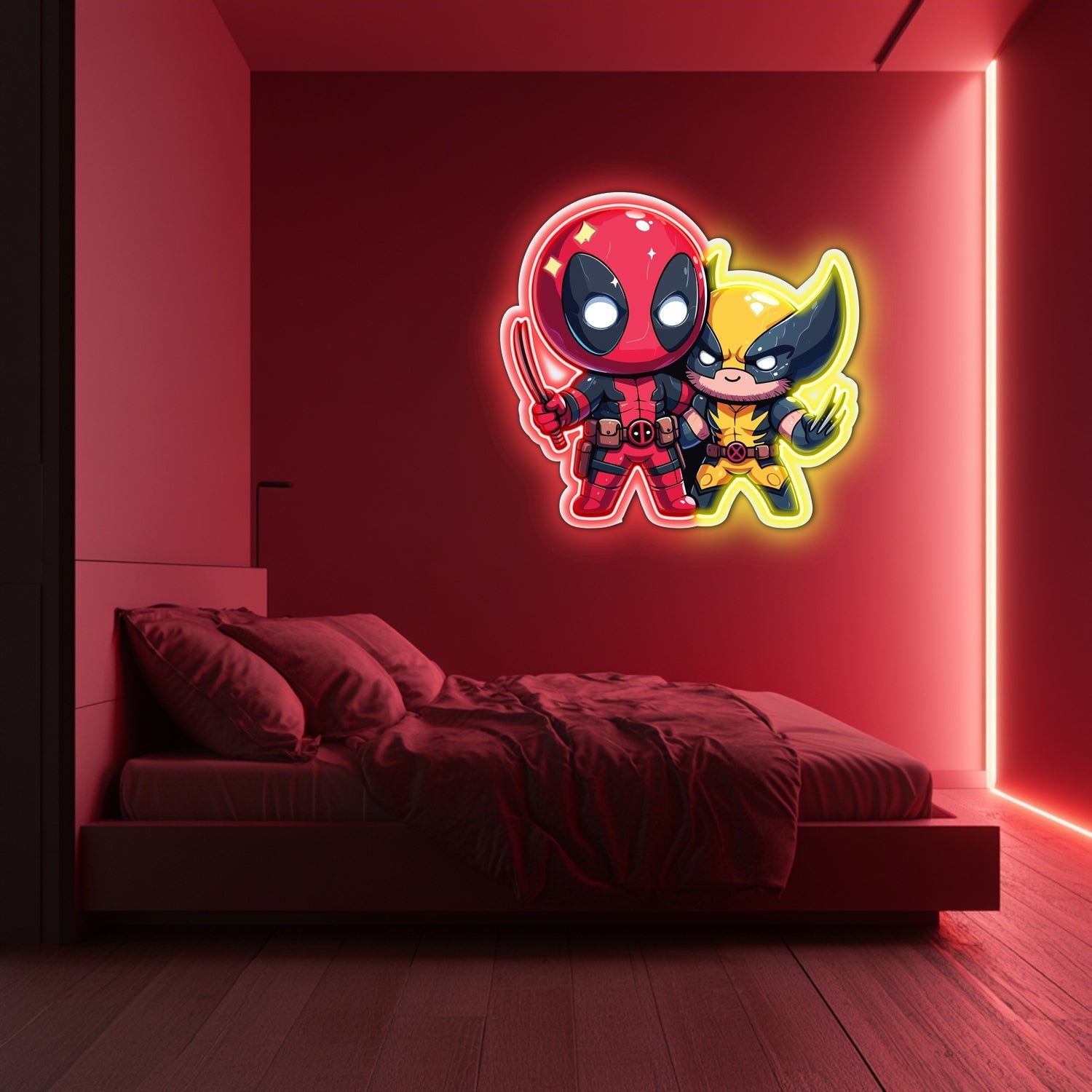 UV Printed Deadpool Wolverine Neon Wall Art- LV0066 Liviqon.co