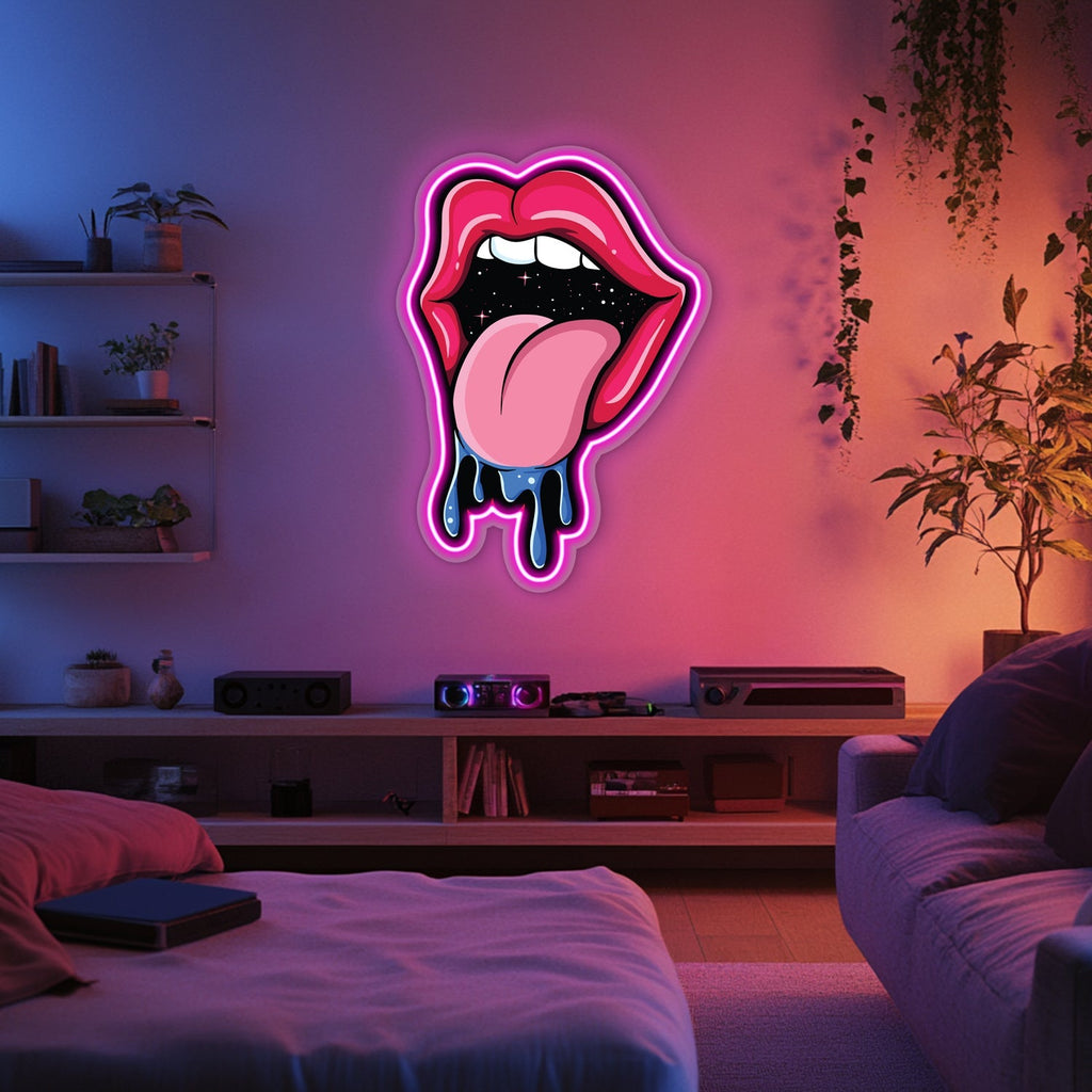 UV Printed Galactic Tongue  Neon Wall Art- LV0069 Liviqon.co