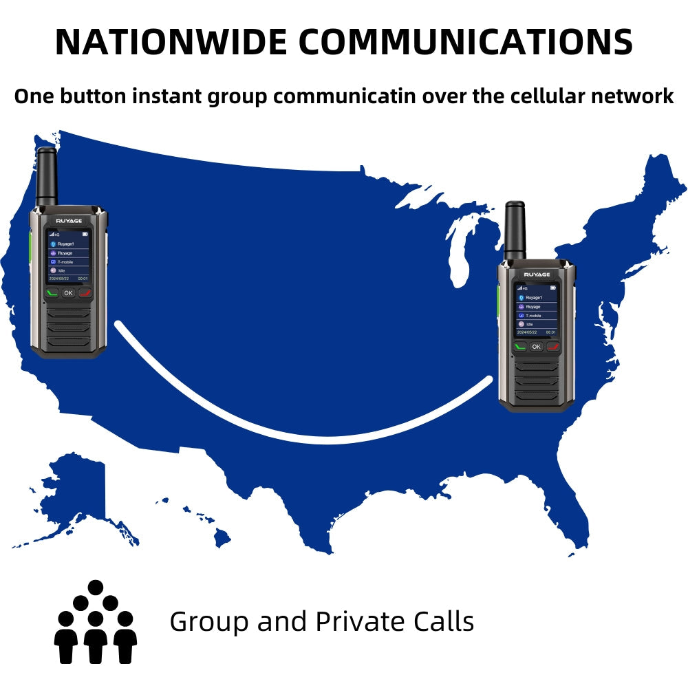 Ruyage R0 Nationwide Lte Two Way Radios Lifetime Free Unlimited Range Rechargeable Global 4g Poc,Portable Walkie Talkies Long Range for Adults Family Road Trip Truck Fleet 2 Pack Ruyage Radio