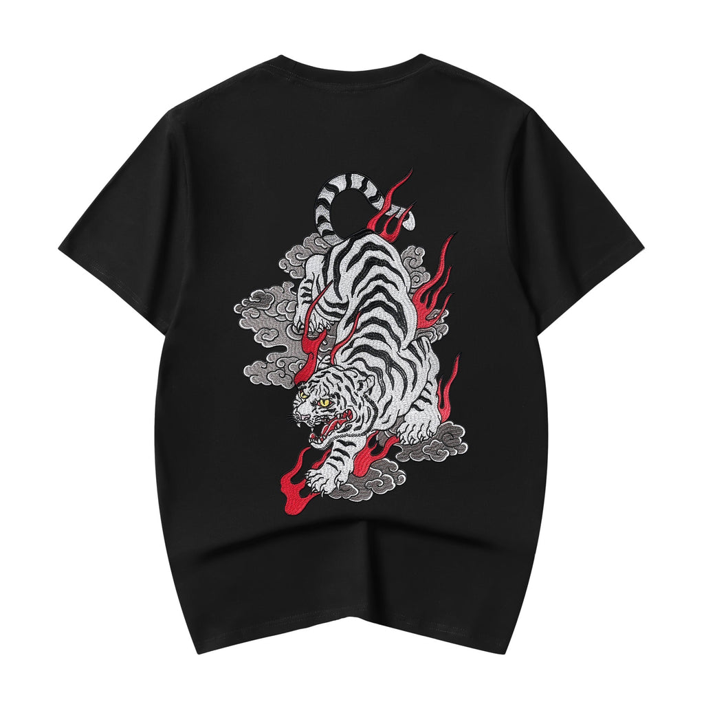 ET523 White Cloud Tiger Embroidered Tee Niepce