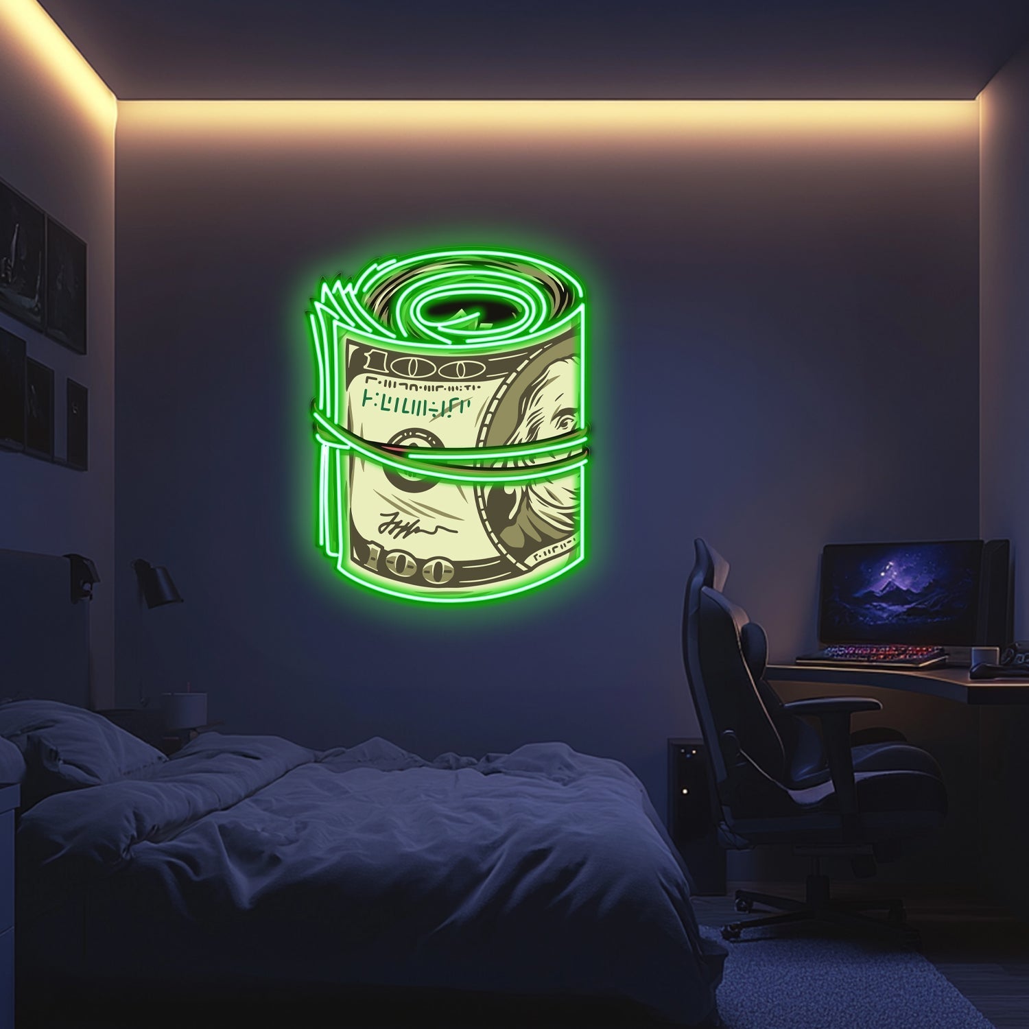 UV Printed Dollar Rulo Neon Wall Art- LV0067 Liviqon.co