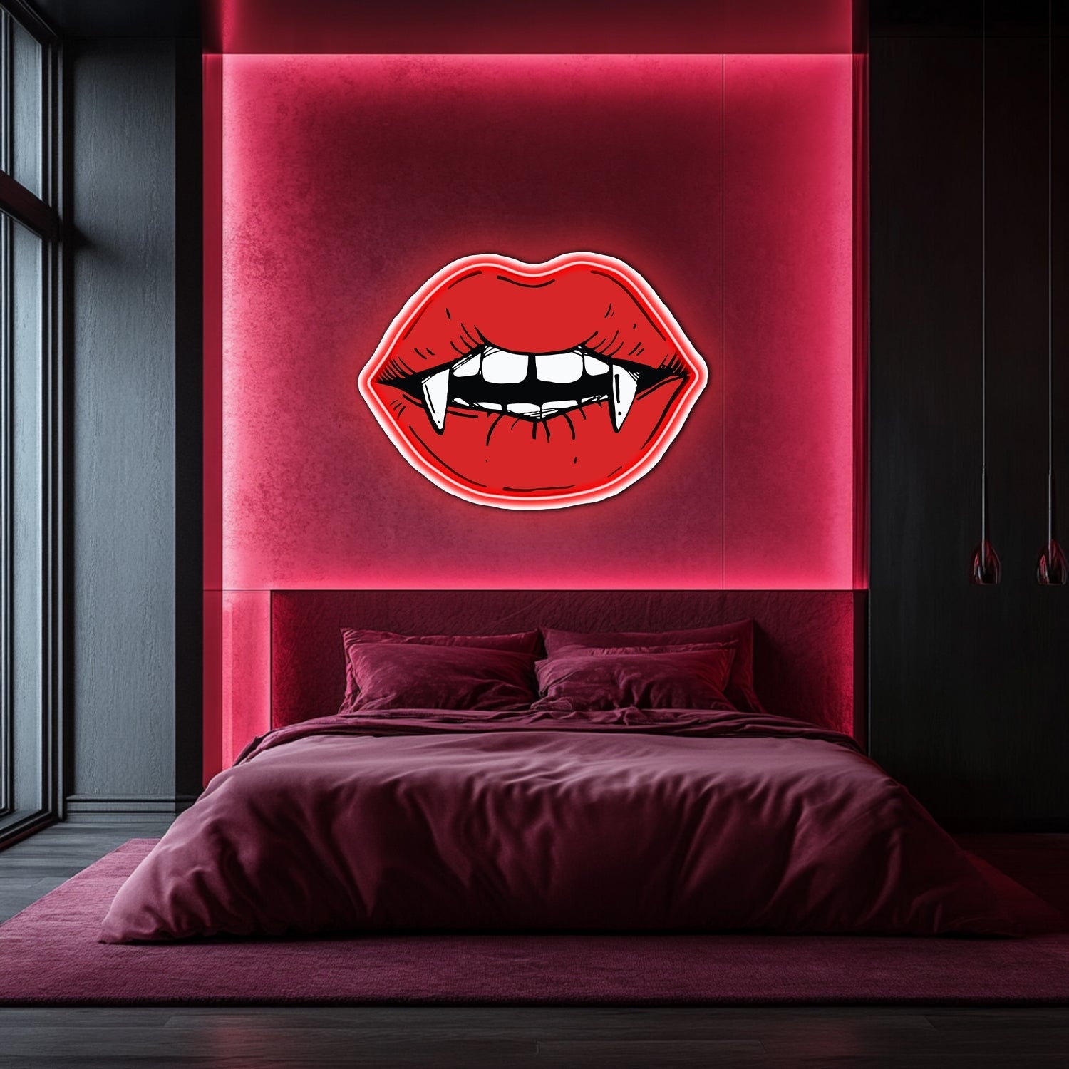 UV Printed Vampire Kiss Neon Wall Art- LV0054 Liviqon.co