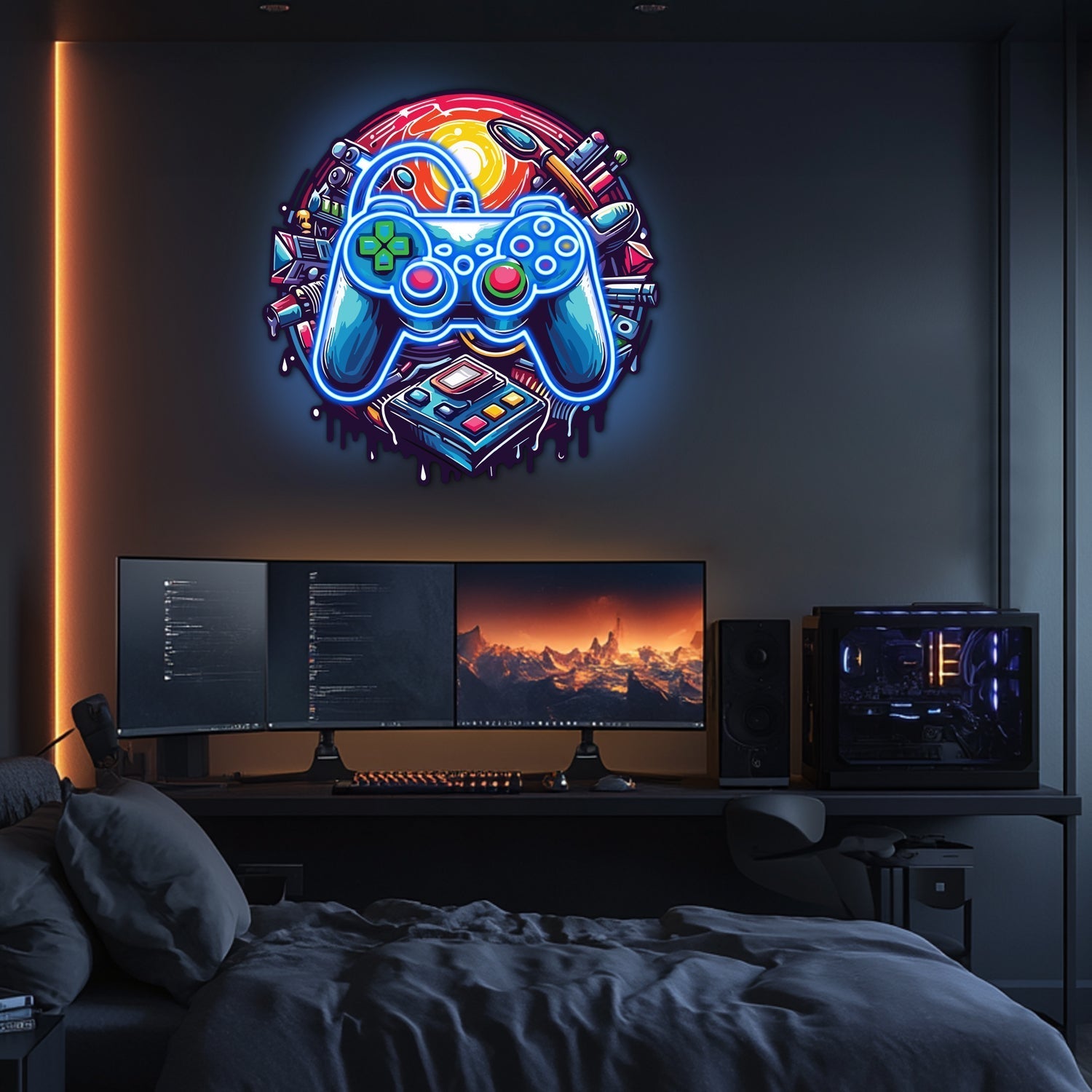 UV Printed Gamepad  Neon Wall Art- LV0070 Liviqon.co
