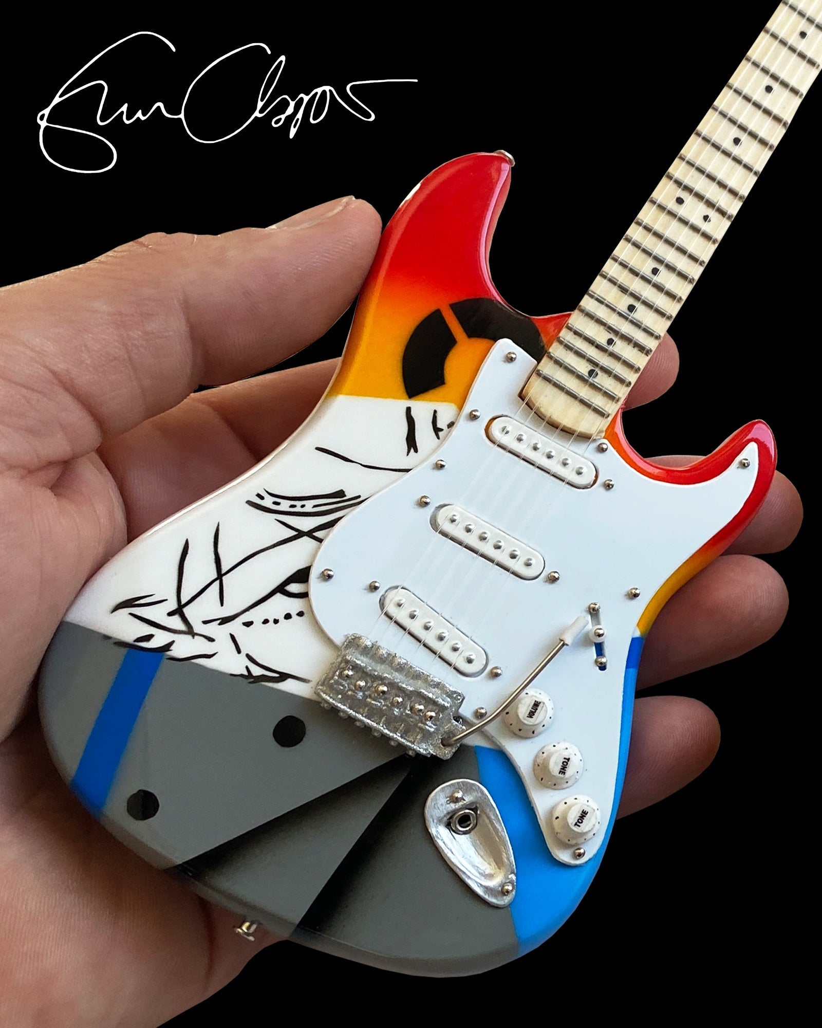 Eric Clapton CRASH One "Over the Rainbow" Mini Guitar Replica - Officially Licensed Fender® Collection AXE HEAVEN® STORE - Mini Guitar Replica Collectibles & Custom Record Awards
