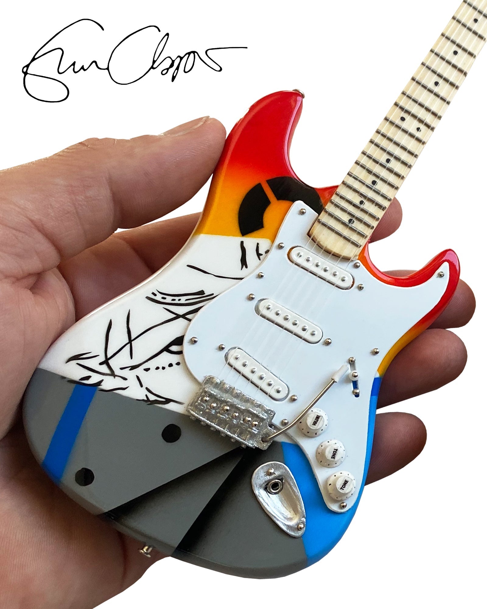 Eric Clapton CRASH One "Over the Rainbow" Mini Guitar Replica - Officially Licensed Fender® Collection AXE HEAVEN® STORE - Mini Guitar Replica Collectibles & Custom Record Awards