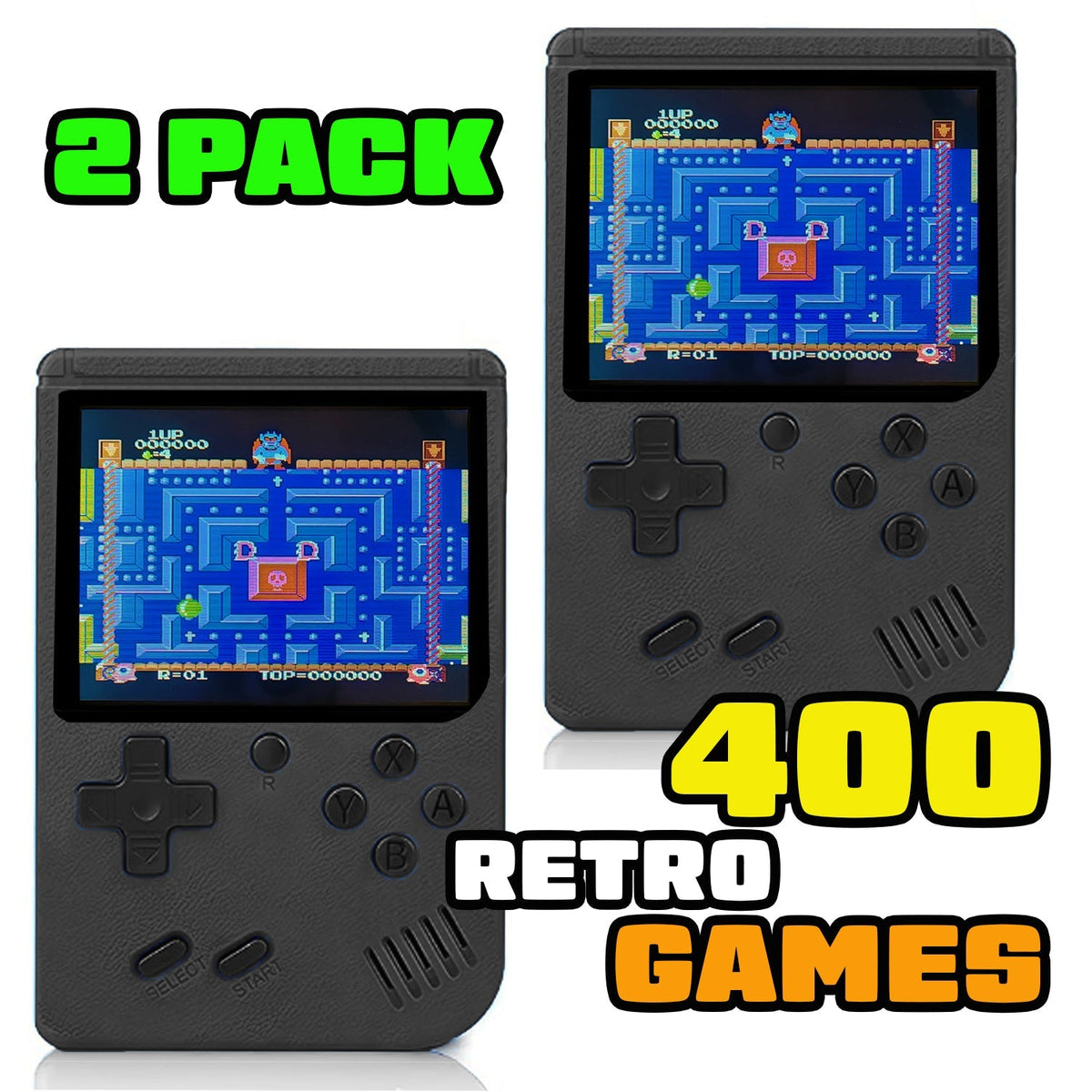 2 Pack Handheld Games for Kids Console 400 Retro Video Games, Portable Gaming Player Mini Arcade Electronic Toy Gifts for Boys Girls 2 Pack [Blue] The Noodley