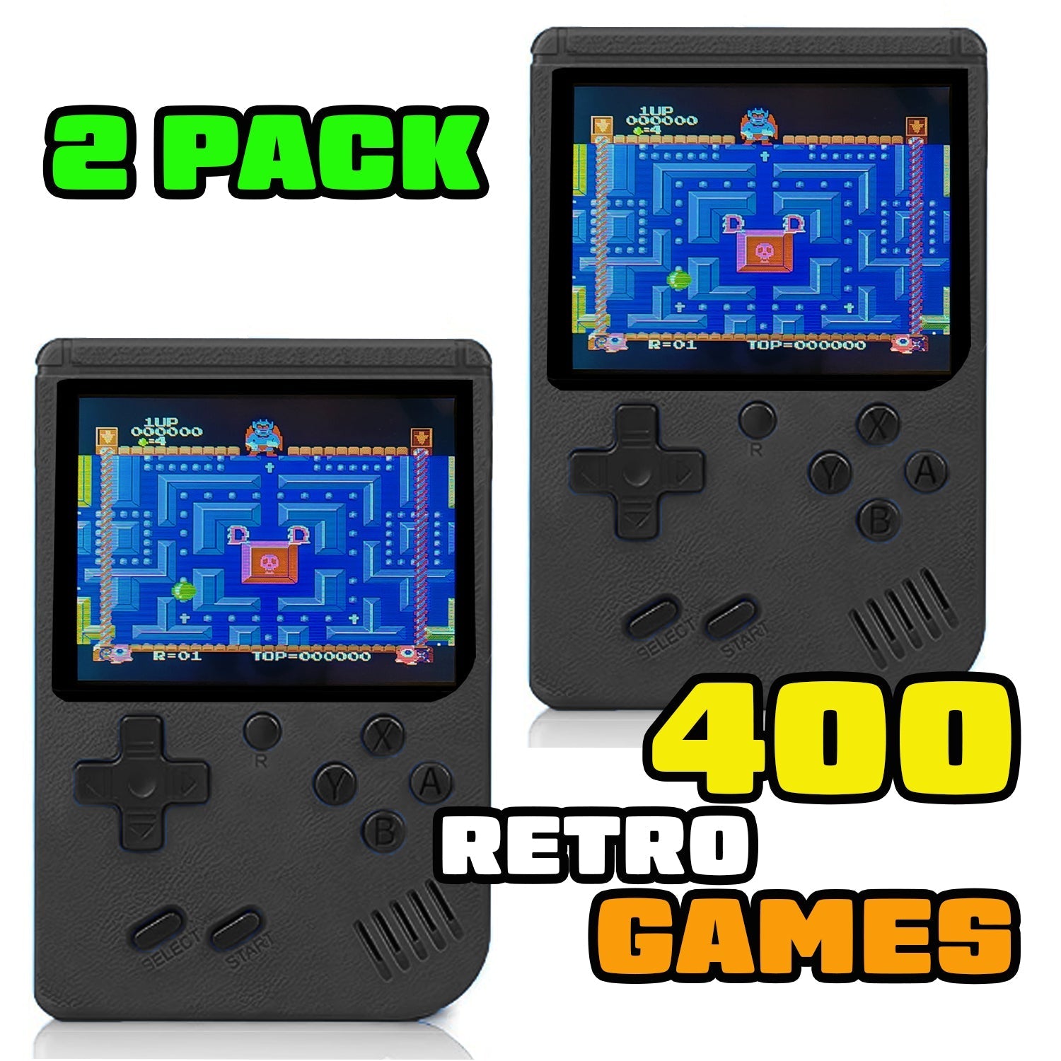 2 Pack Handheld Games for Kids Console 400 Retro Video Games, Portable Gaming Player Mini Arcade Electronic Toy Gifts for Boys Girls 2 Pack [Blue] The Noodley