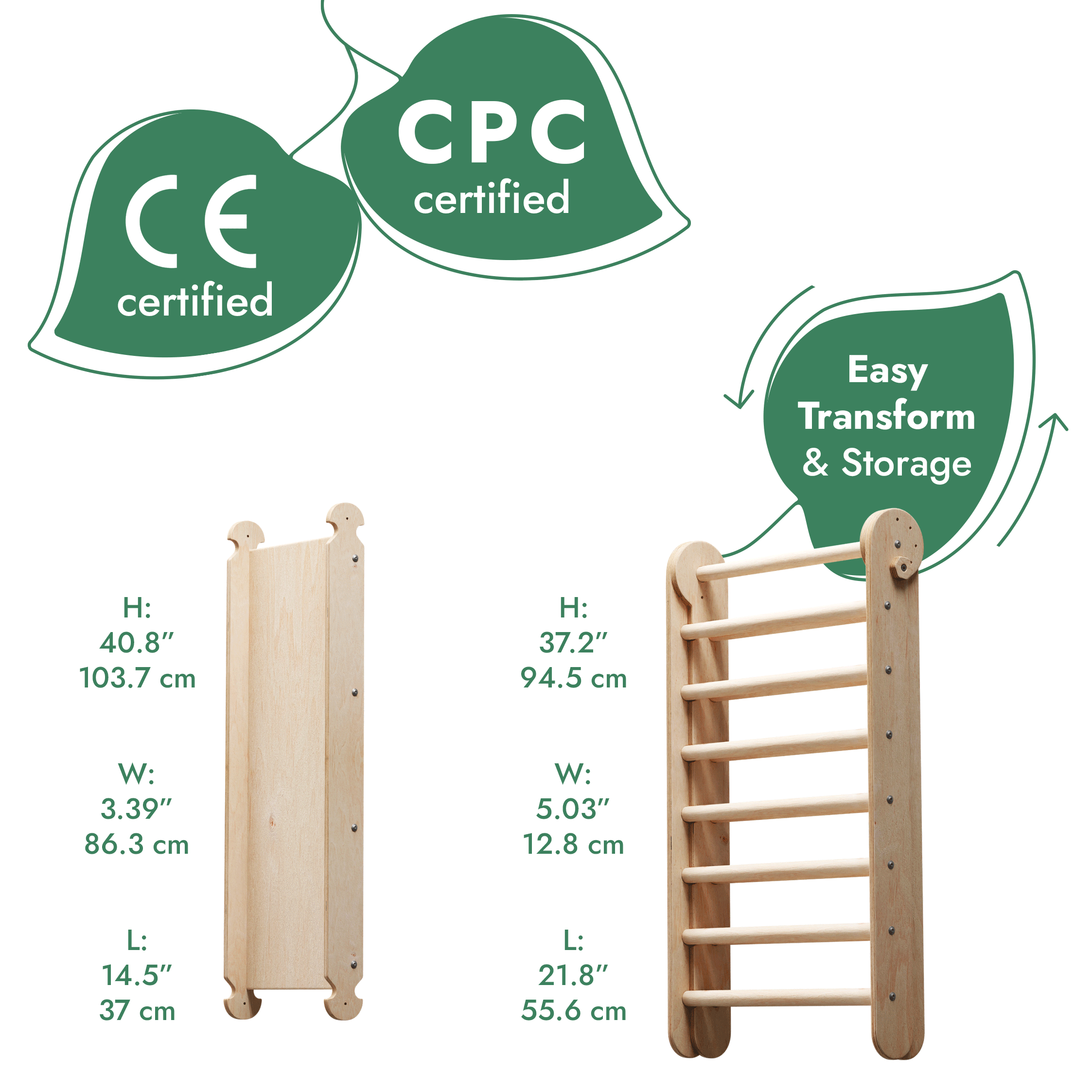 6in1 Wooden Swedish Wall / Climbing ladder for Children + Swing Set + Slide Board Goodevas B2B