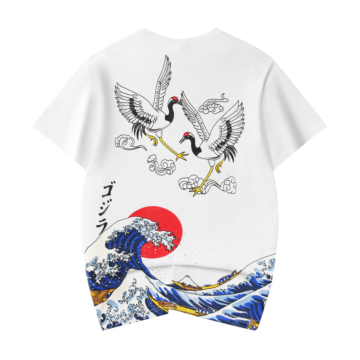 YeT028 Crane and Waves Tee Niepce