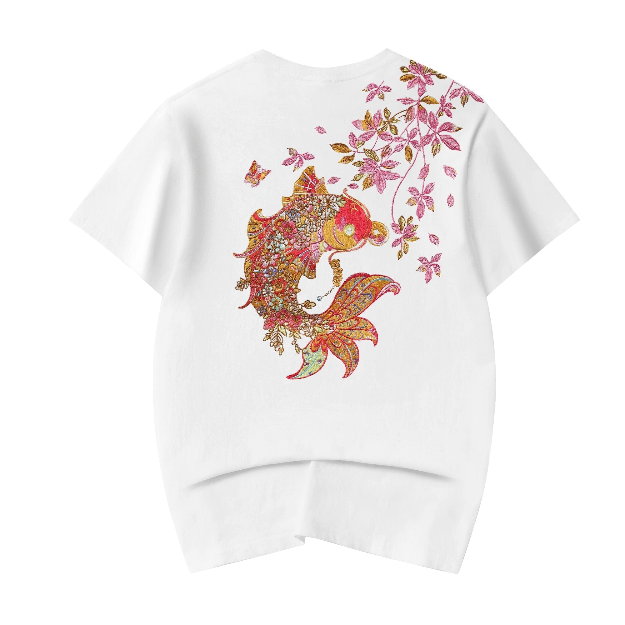ET522 Gold Coin Koi Embroidered Tee Niepce