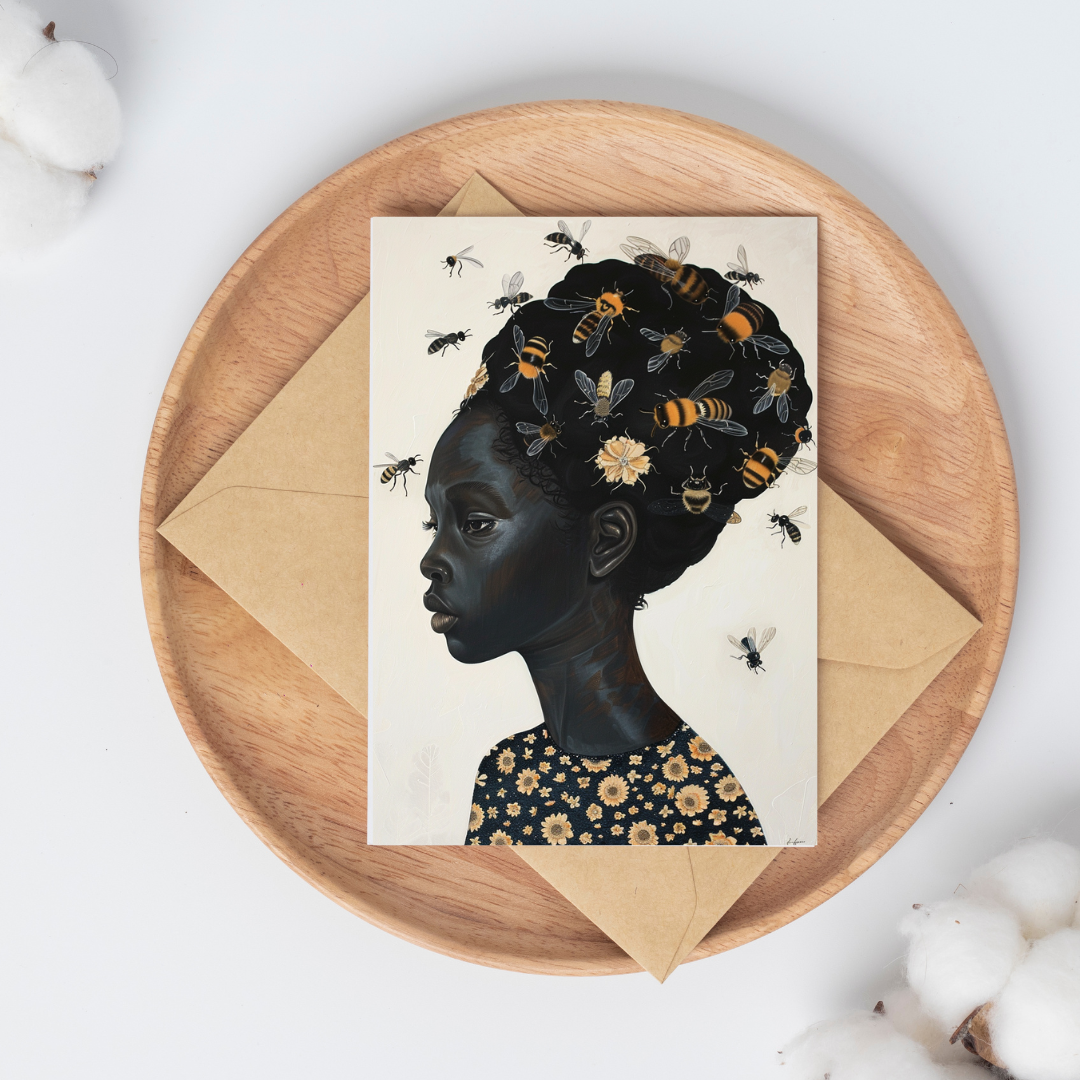 "Hive Mind" – Bee and Bloom Postcard | Botanical Art Print Black Magic Social Club