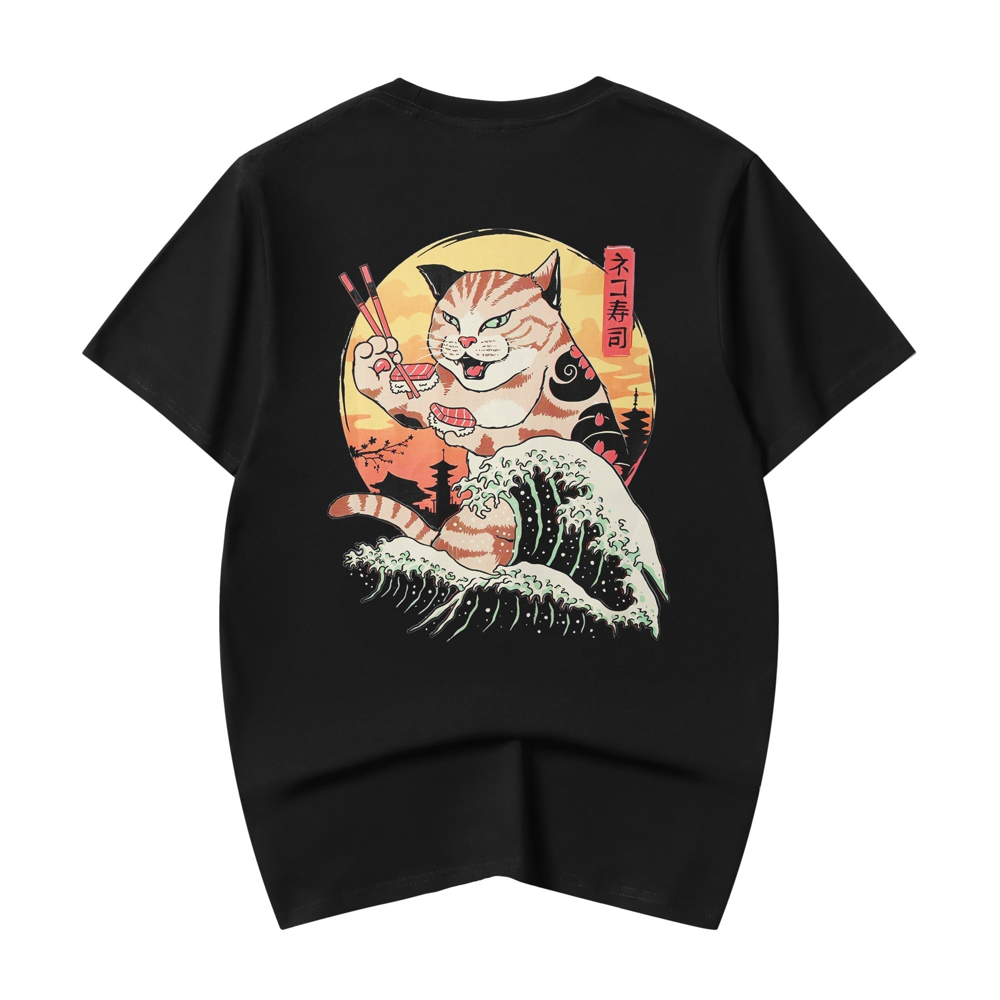 YeT013 Sushi Eating Cat Tee Niepce