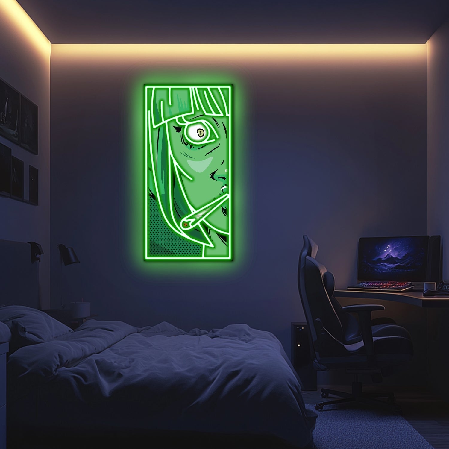UV Printed Green Woman Neon Wall Art- LV0058 Liviqon.co