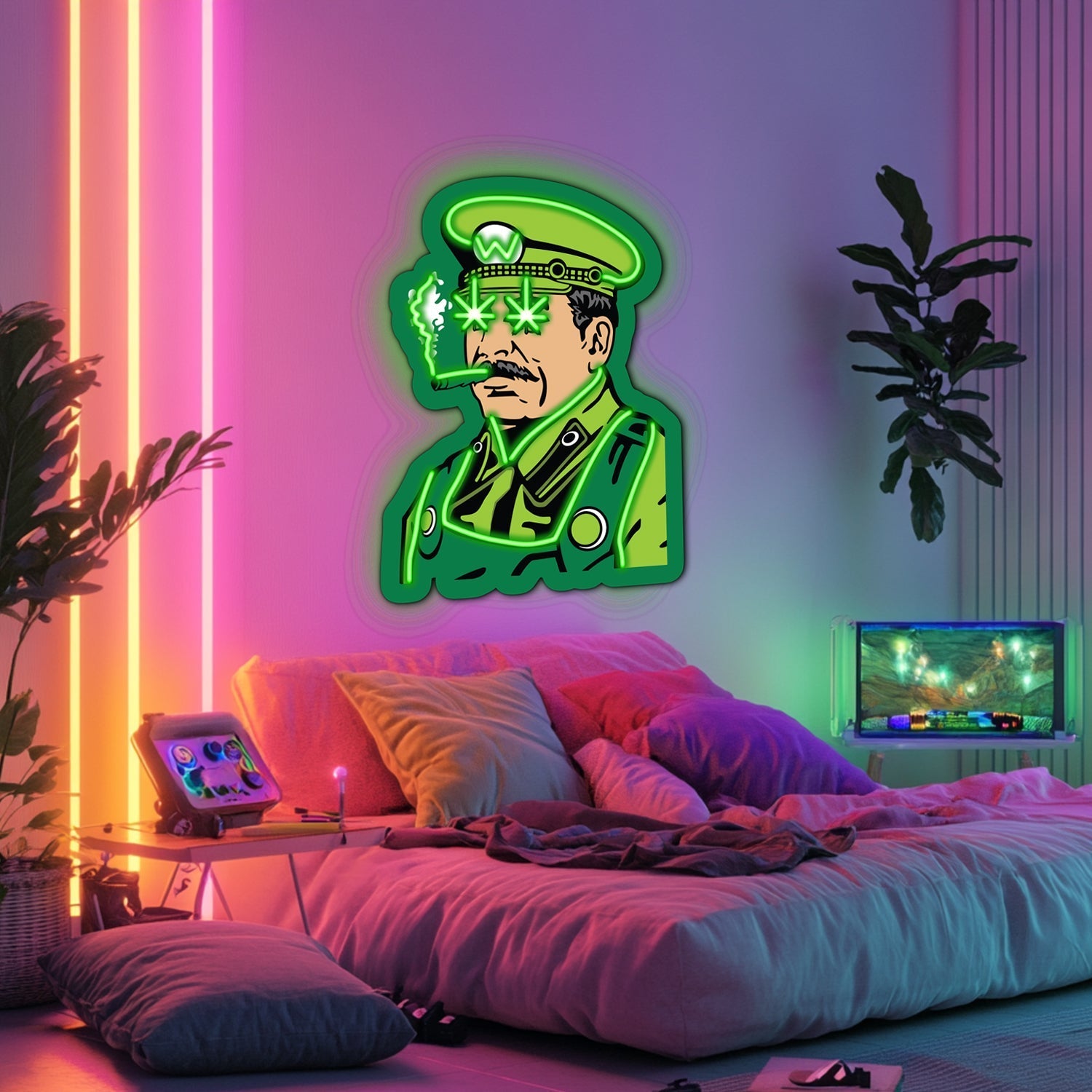 UV Printed Sheriff Cannabis Neon Wall Art- LV0051 Liviqon.co
