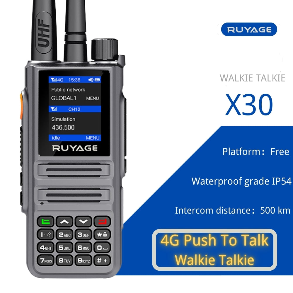 Ruyage X30 Nationwide Lifetime Free 4g+UHF Walkie Talkies | Global Unlimited Range Dual Mode 2 Way Radios,Relay Function,4000mAh,for Job Site with SIM Cards 2 Pack Ruyage Radio