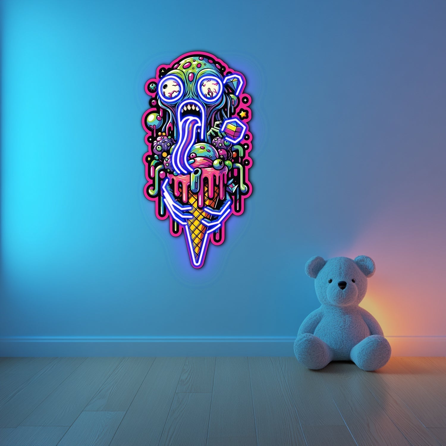 UV Printed Zombie Ice Cream Neon Wall Art- LV0060 Liviqon.co