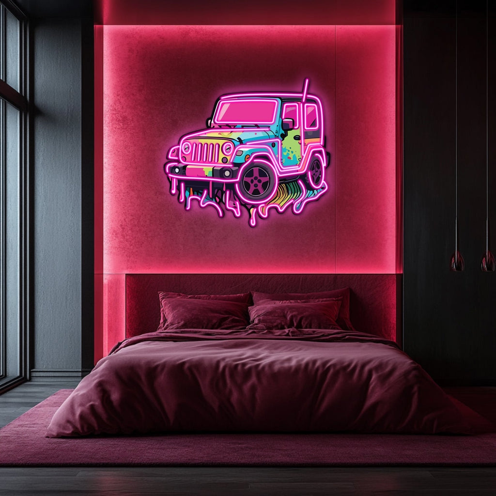 UV Printed Jeep Neon Wall Art- LV0078 Liviqon.co