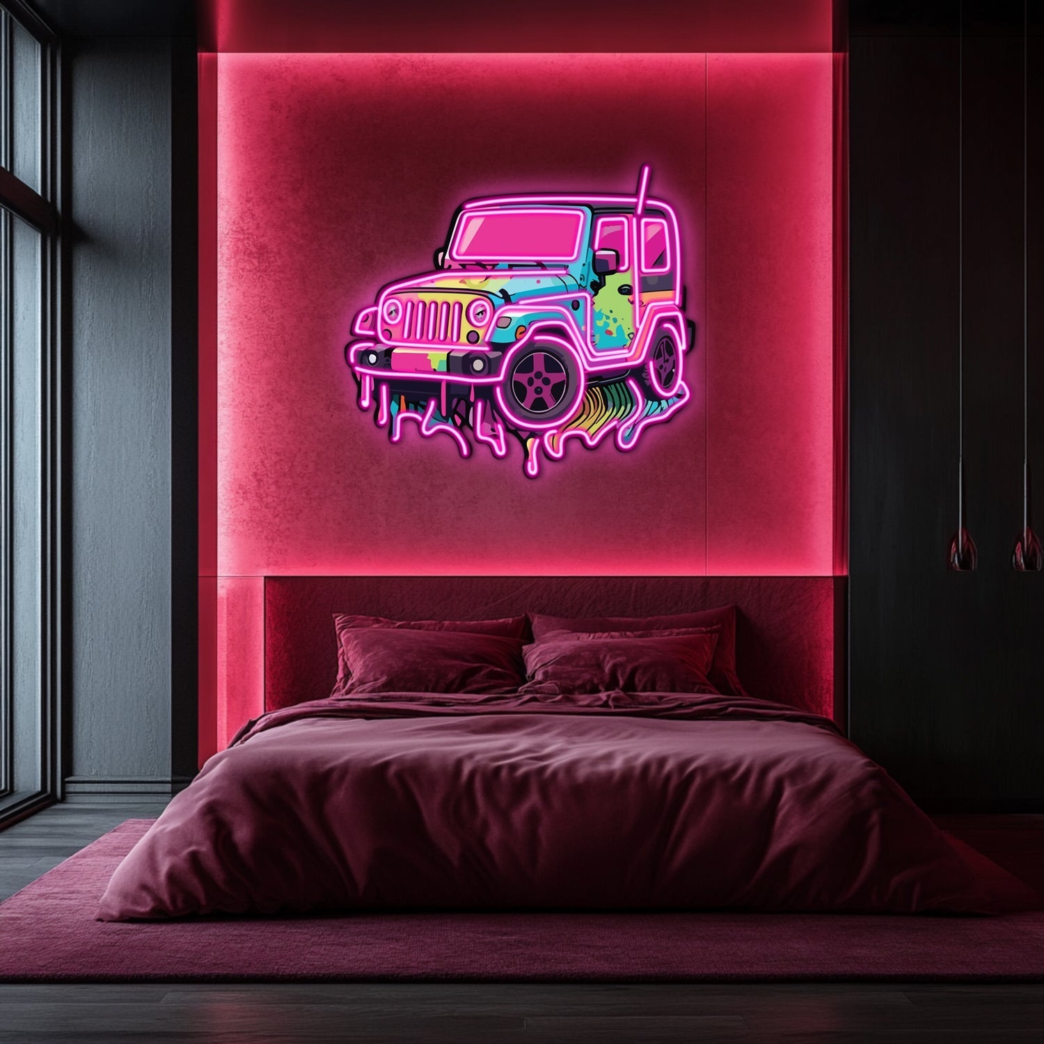 UV Printed Jeep Neon Wall Art- LV0078 Liviqon.co