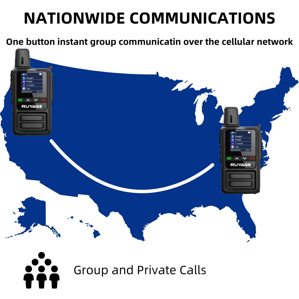 Ruyage R2 Nationwide Lte Two Way Radios Lifetime Free Unlimited Range Rechargeable Global 4g Poc,Portable Walkie Talkies Long Range for Adults Family Road Trip Truck Fleet 2 Pack Ruyage Radio