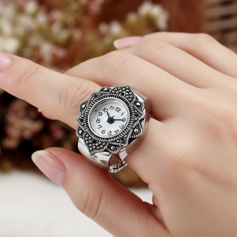 Retro Octagonal Finger Ring Watch Quartz Analog Fashion Hut Jewelry