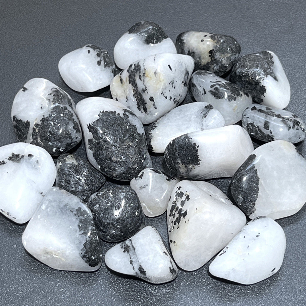 White Quartz With Tourmaline Tumbled Stones (By The Piece Or Pound) Wholesale Amazing Crystals