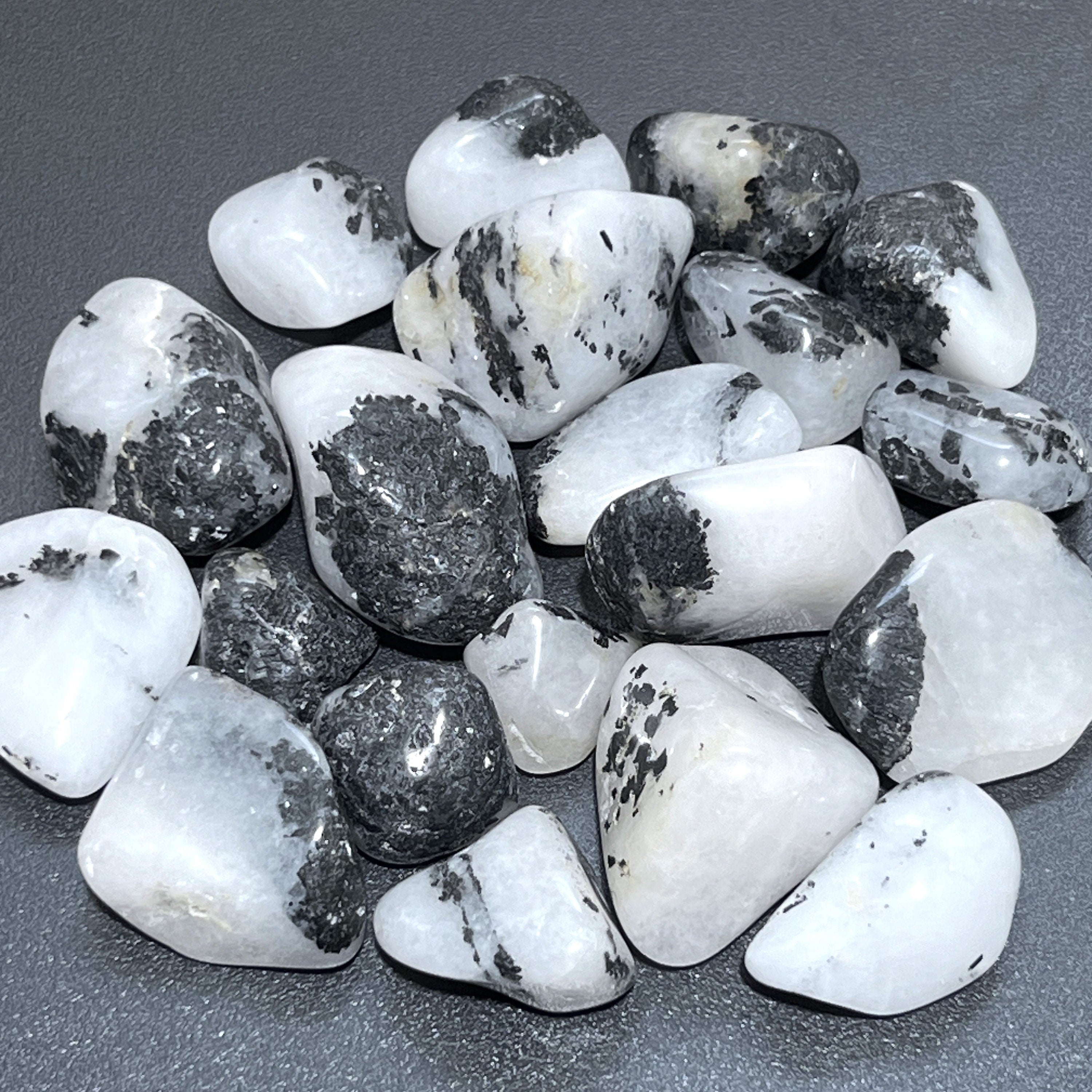 White Quartz With Tourmaline Tumbled Stones (By The Piece Or Pound) Wholesale Amazing Crystals