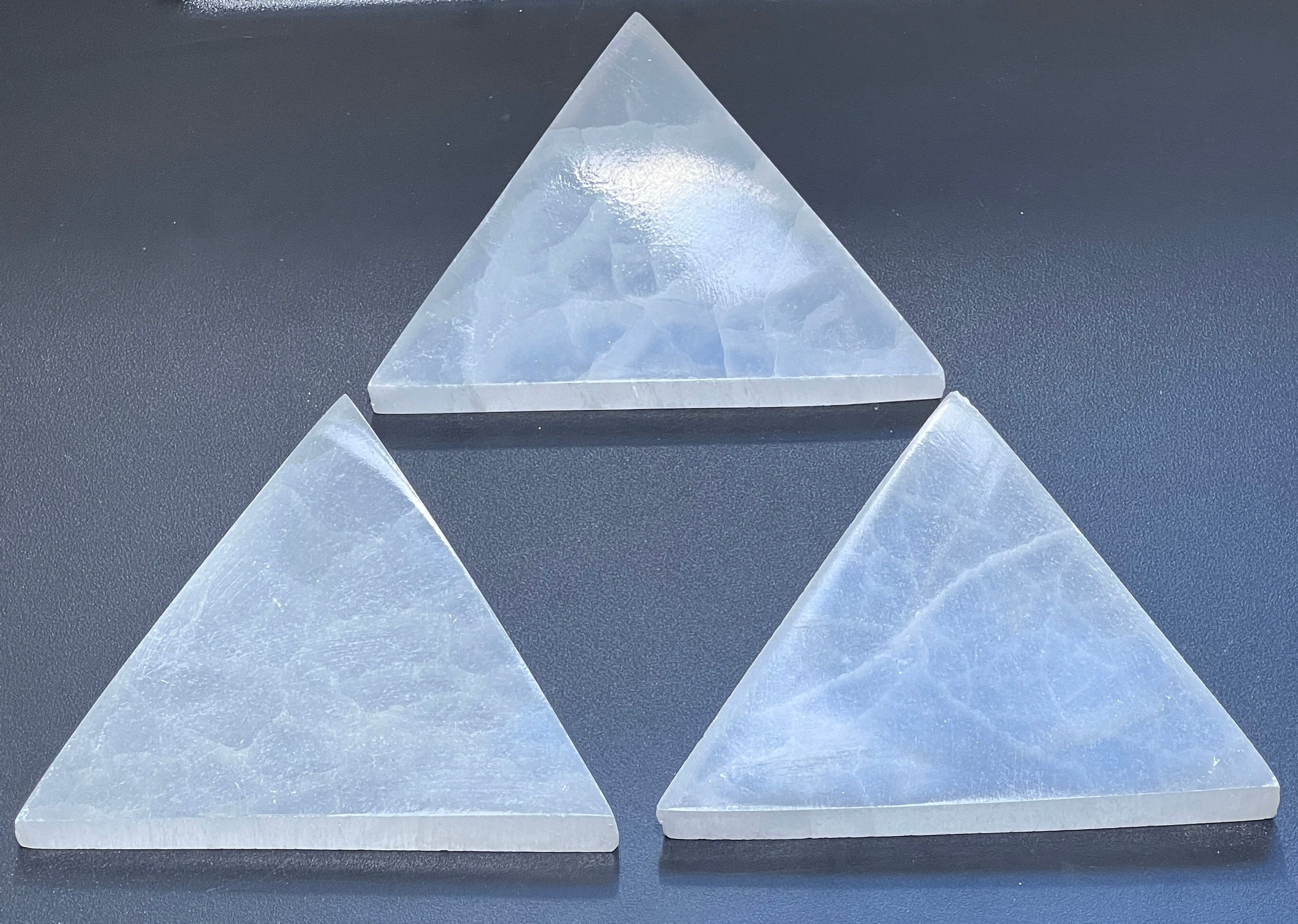 Selenite Satin Spar Crystal Triangle Plate Carving (6 inch) Amazing Crystals