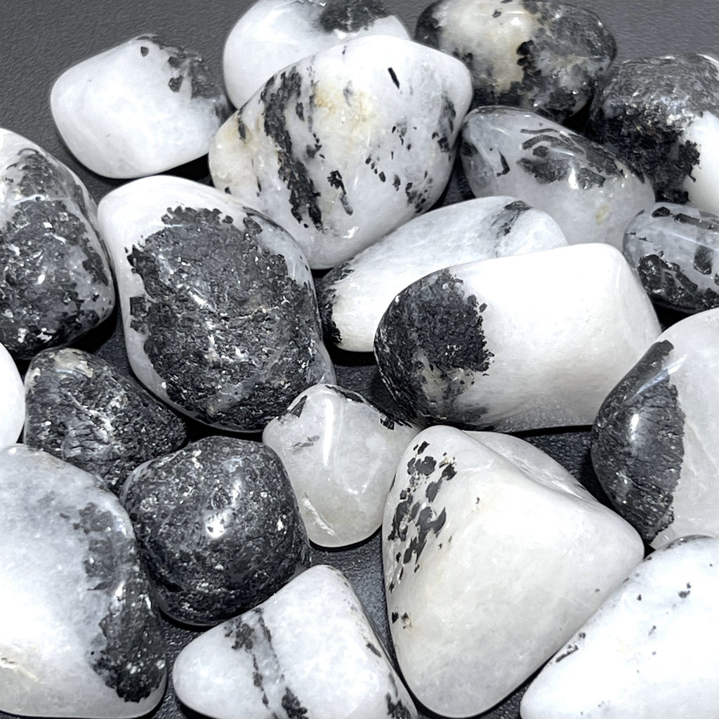 White Quartz With Tourmaline Tumbled Stones (By The Piece Or Pound) Wholesale Amazing Crystals