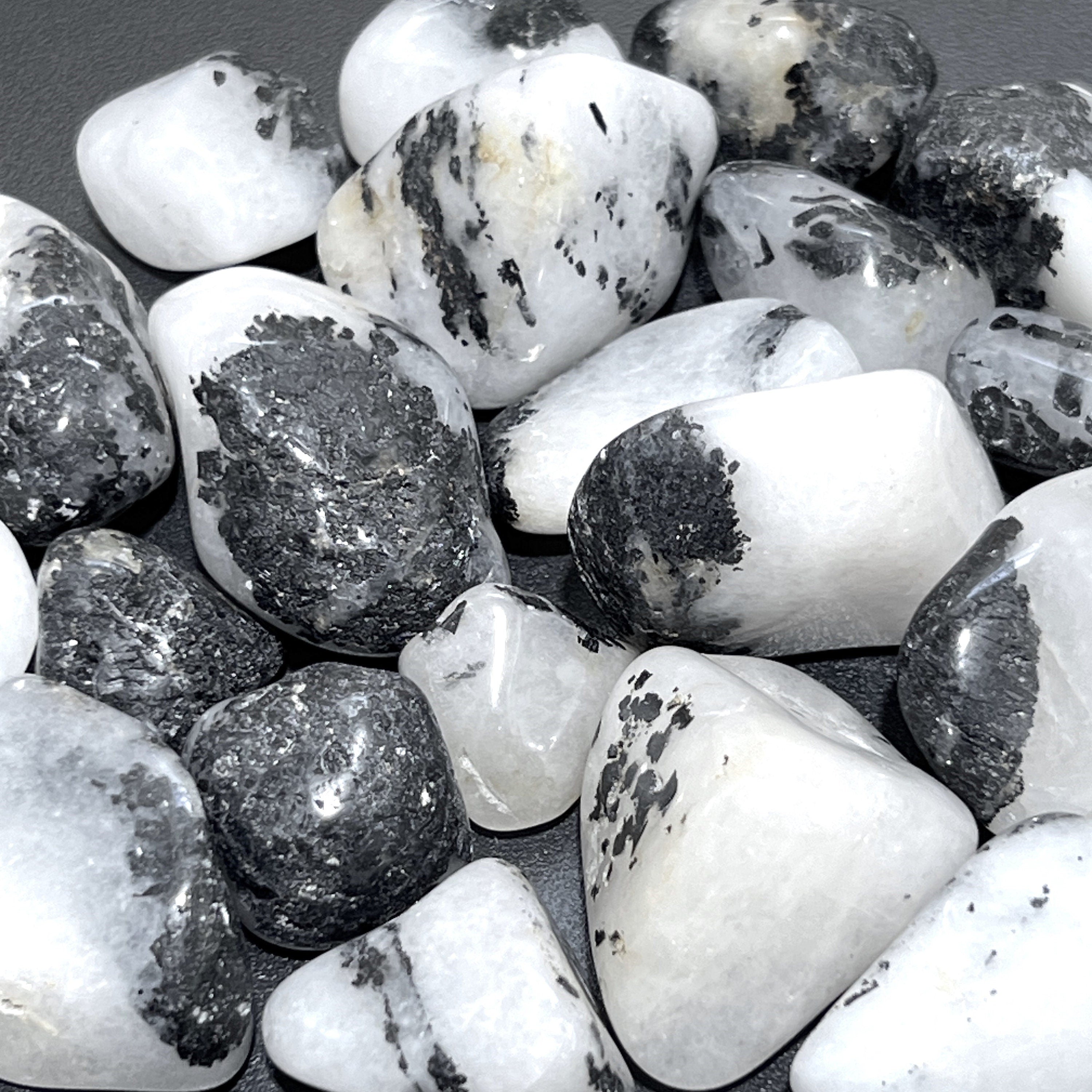 White Quartz With Tourmaline Tumbled Stones (By The Piece Or Pound) Wholesale Amazing Crystals