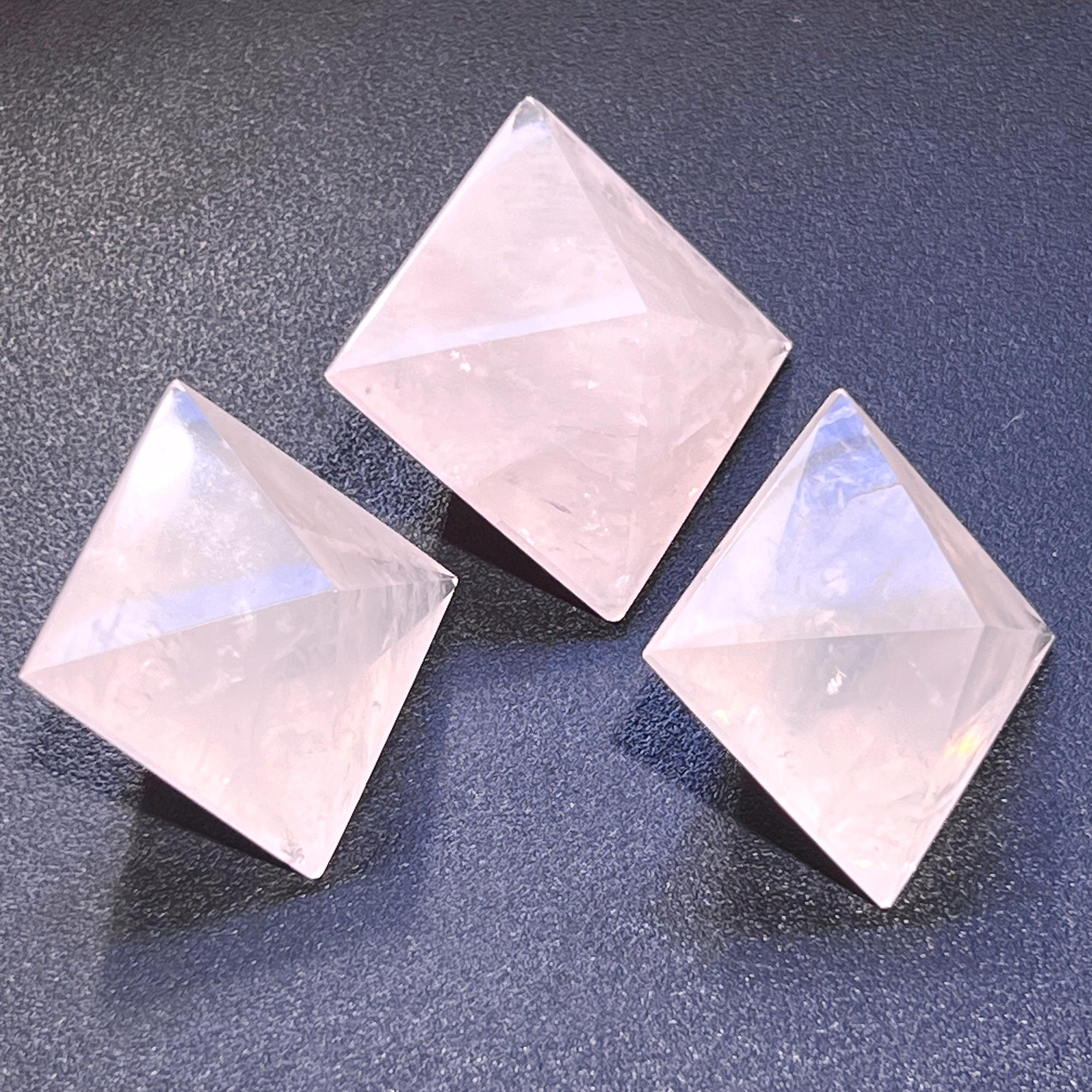 Pink Rose Quartz Crystal Octahedrons Faceted Gemstone Carving Amazing Crystals