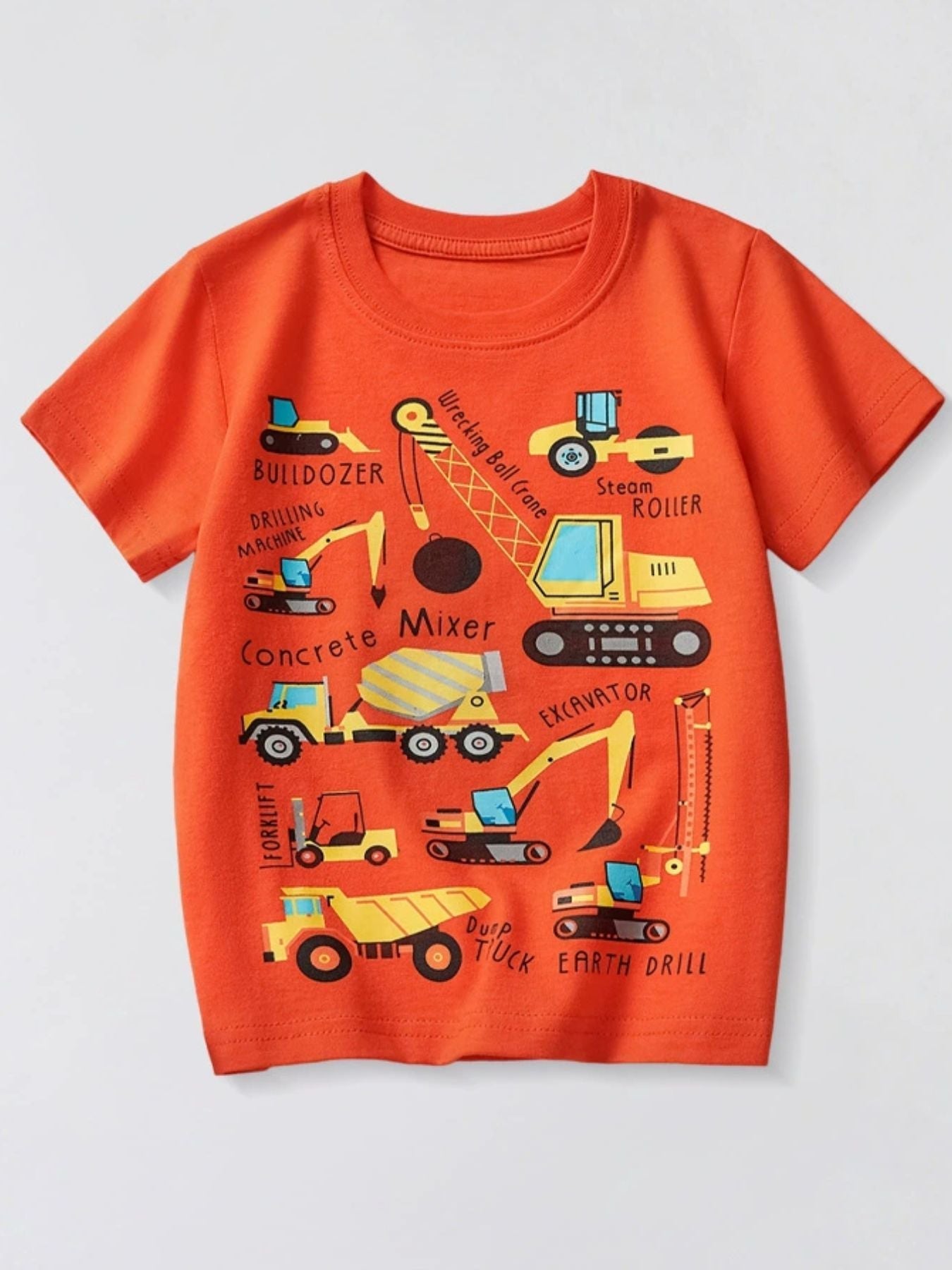 Toddler Boys and Boys Construction Vehicle Crew Neck Short Sleeve T-Shirt NicholesGifts
