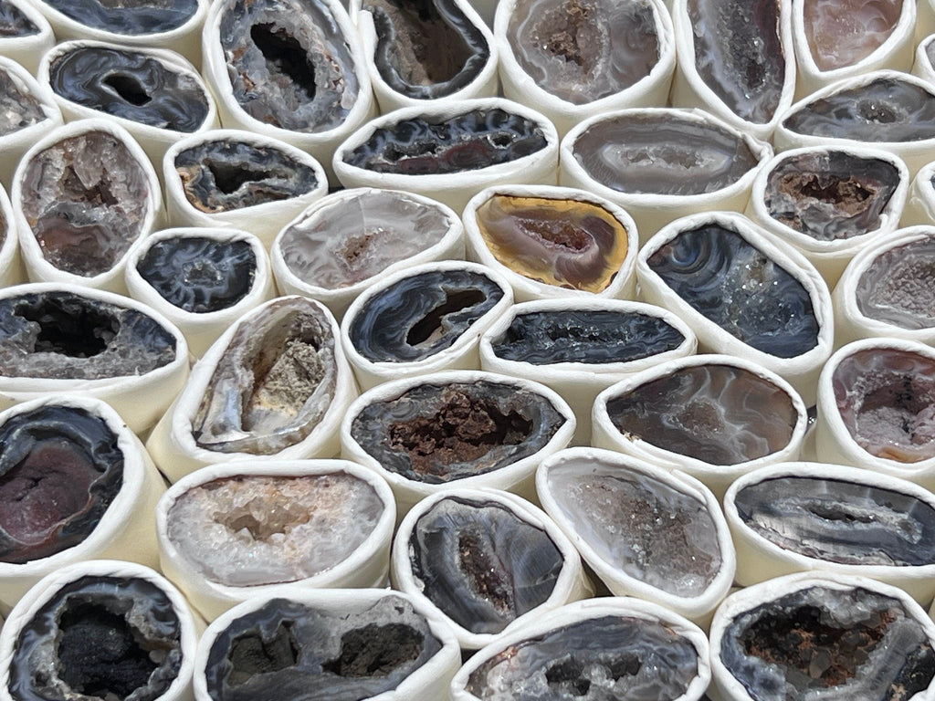 Oco Geode Cut Crystals (Avg 3.5 LBs) Box Flat Bulk Wholesale Lot Rough Raw Stones Natural Gemstones Amazing Crystals