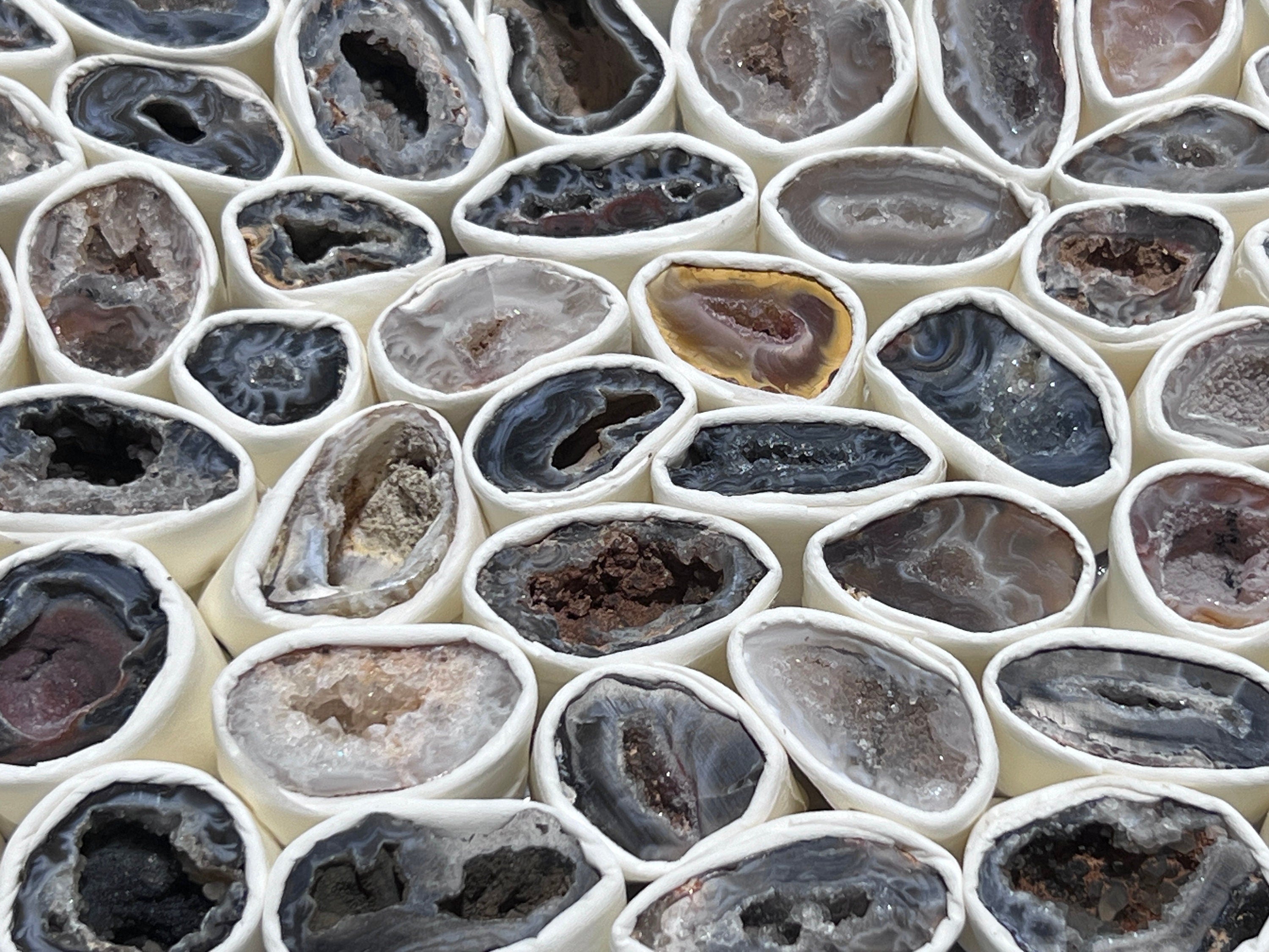 Oco Geode Cut Crystals (Avg 3.5 LBs) Box Flat Bulk Wholesale Lot Rough Raw Stones Natural Gemstones Amazing Crystals