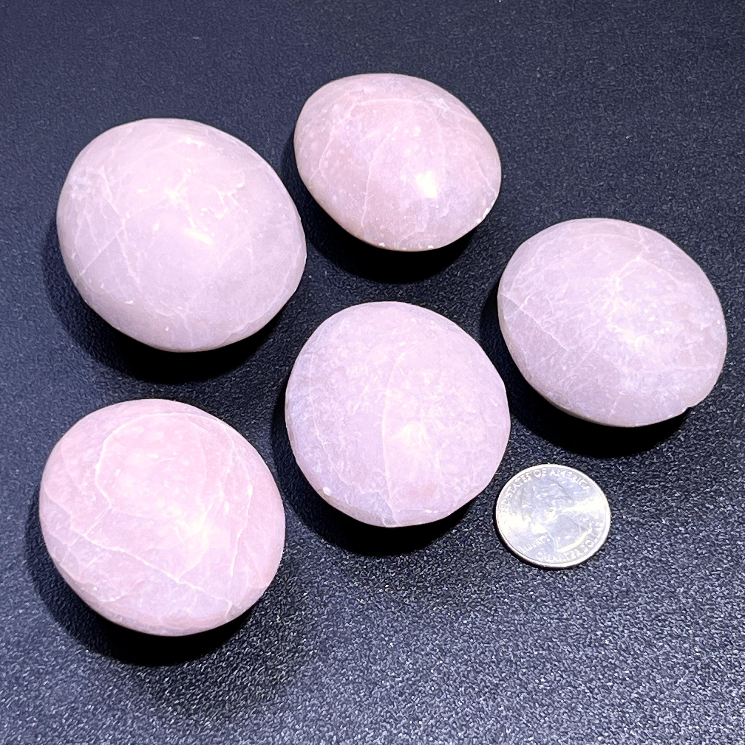 Pink Soapstone Palm Stone Carving Wholesale Amazing Crystals