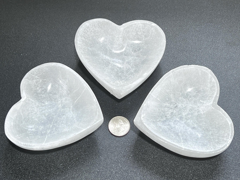Selenite Satin Spar Crystal Heart Bowl Carving Amazing Crystals