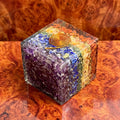 Large 7-Stone Crystal Resin Orgone Cube Reiki Chakra Carving Amazing Crystals